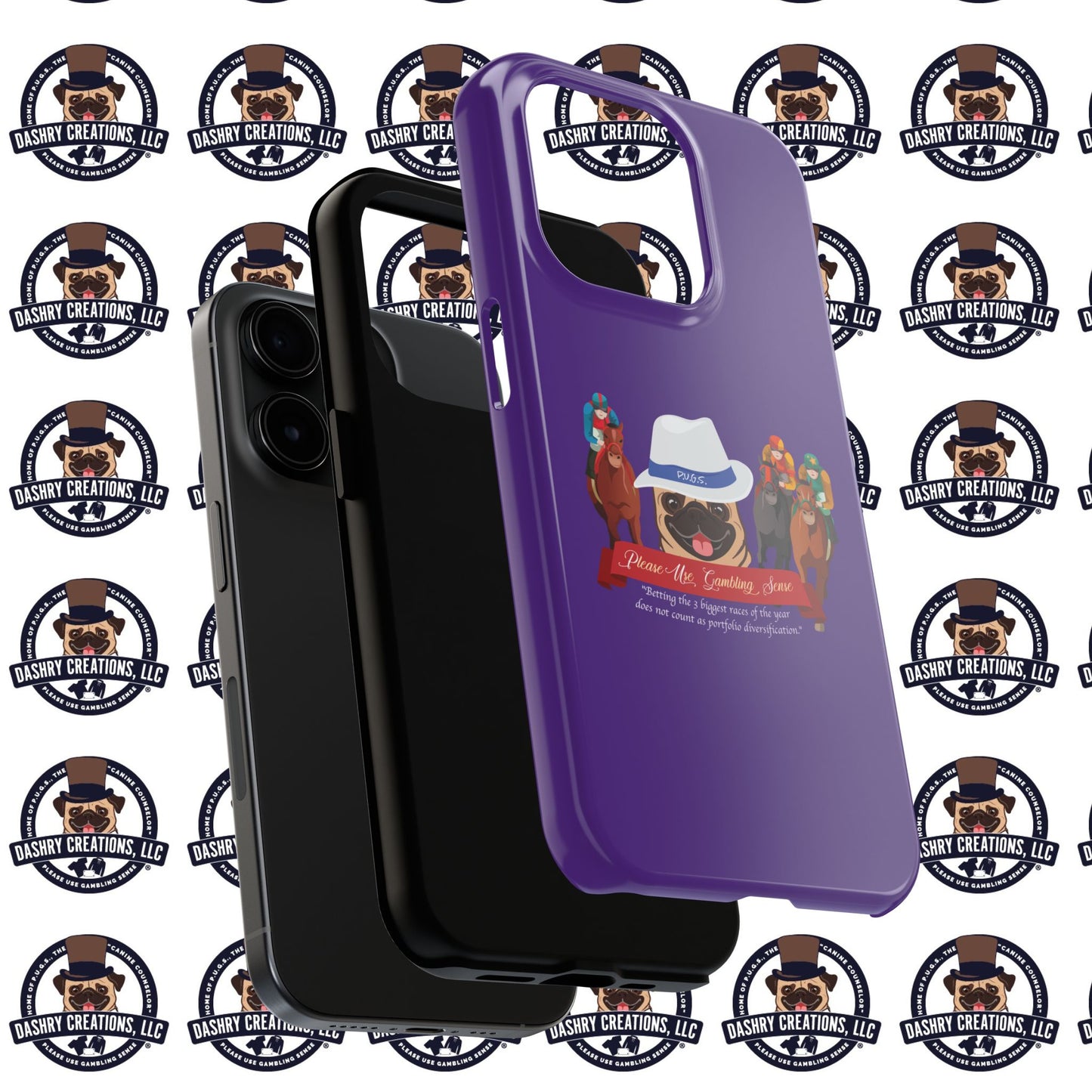 Horse Racing “Portfolio Diversification” White with Blue Band Men’s Fedora Hat Tough Phone Cases