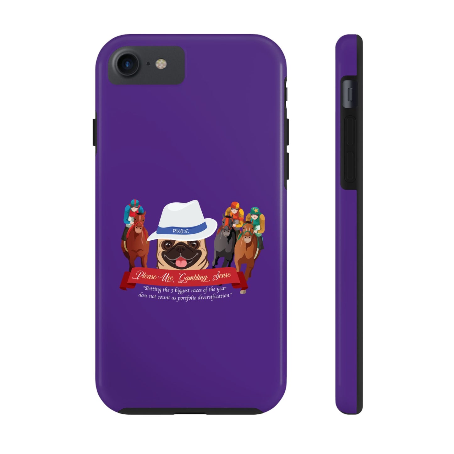 Horse Racing “Portfolio Diversification” White with Blue Band Men’s Fedora Hat Tough Phone Cases