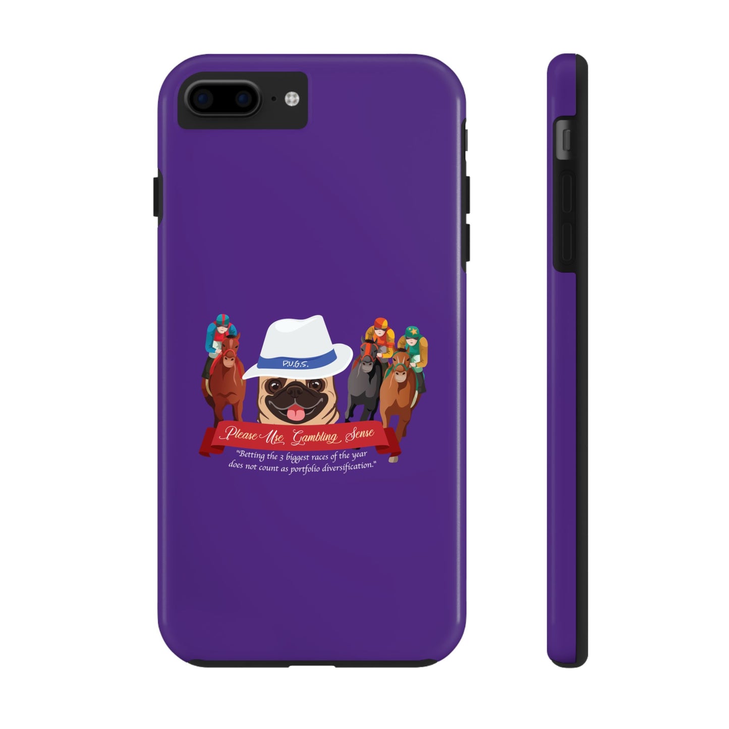 Horse Racing “Portfolio Diversification” White with Blue Band Men’s Fedora Hat Tough Phone Cases