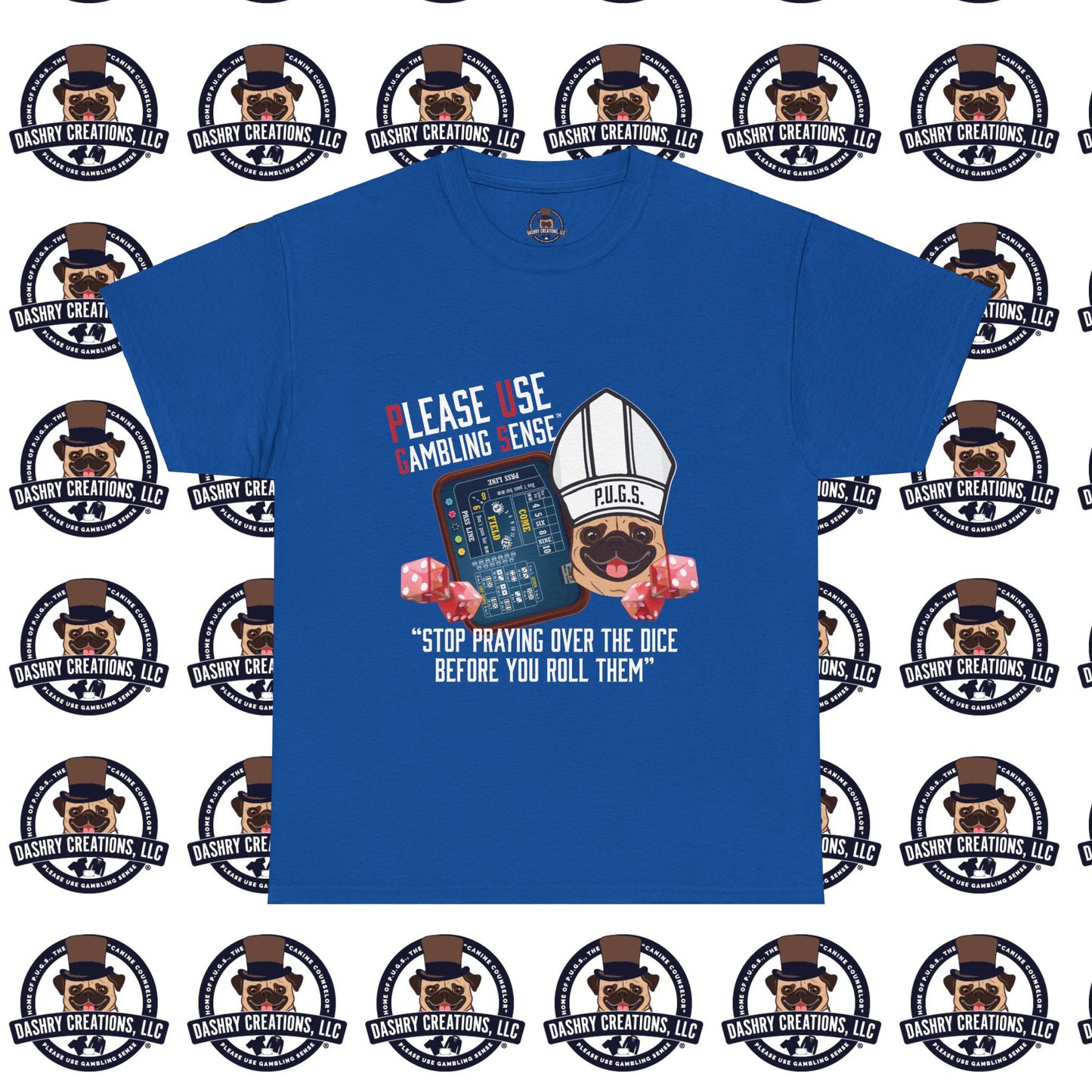 Craps “Praying Over Dice” Bishop’s Mitre Hat Unisex Heavy Cotton Tee
