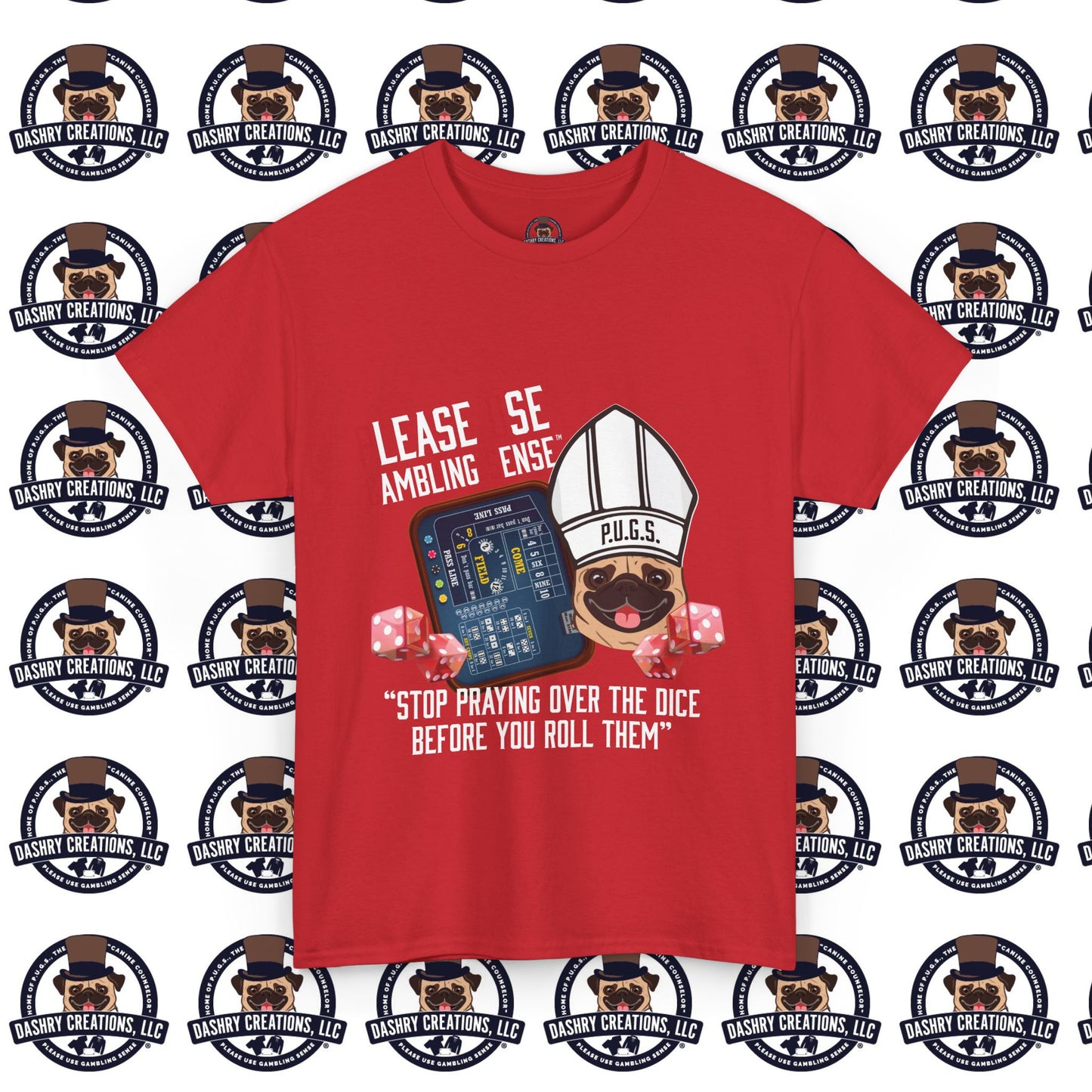 Craps “Praying Over Dice” Bishop’s Mitre Hat Unisex Heavy Cotton Tee