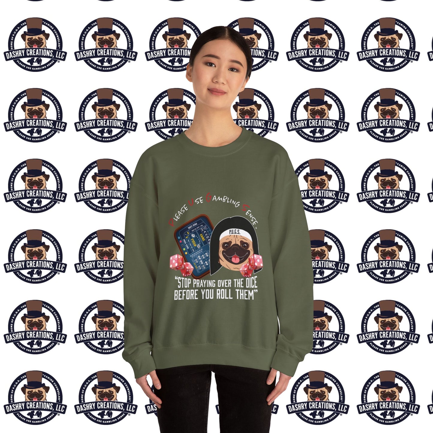 Craps “Praying Over Dice” Nun’s Veil Unisex Heavy Blend™ Crewneck Sweatshirt