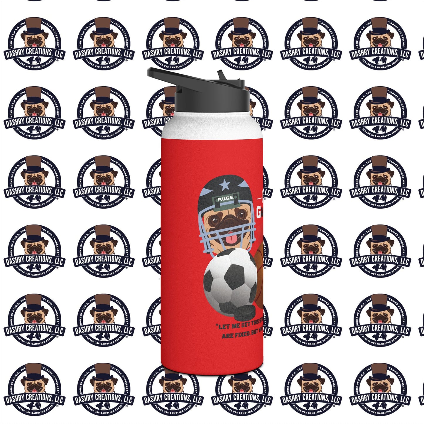 Sports Betting “Games Are Fixed” Helmet Stainless Steel Water Bottle, Standard Lid