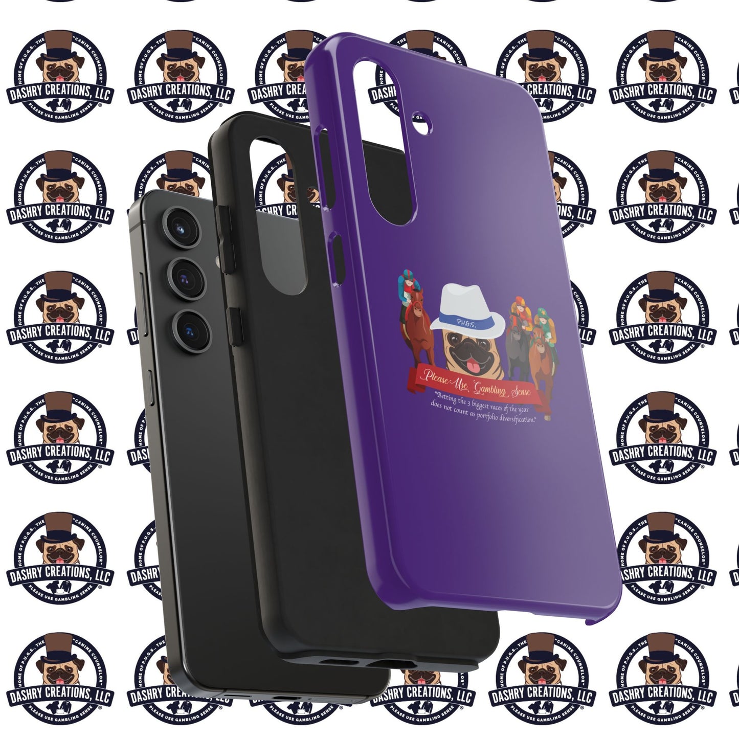 Horse Racing “Portfolio Diversification” White with Blue Band Men’s Fedora Hat Tough Phone Cases