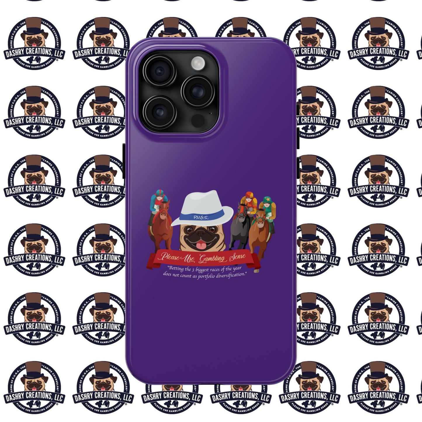 Horse Racing “Portfolio Diversification” White with Blue Band Men’s Fedora Hat Tough Phone Cases
