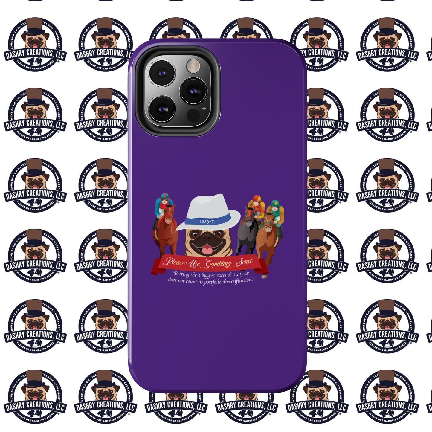 Horse Racing “Portfolio Diversification” White with Blue Band Men’s Fedora Hat Tough Phone Cases