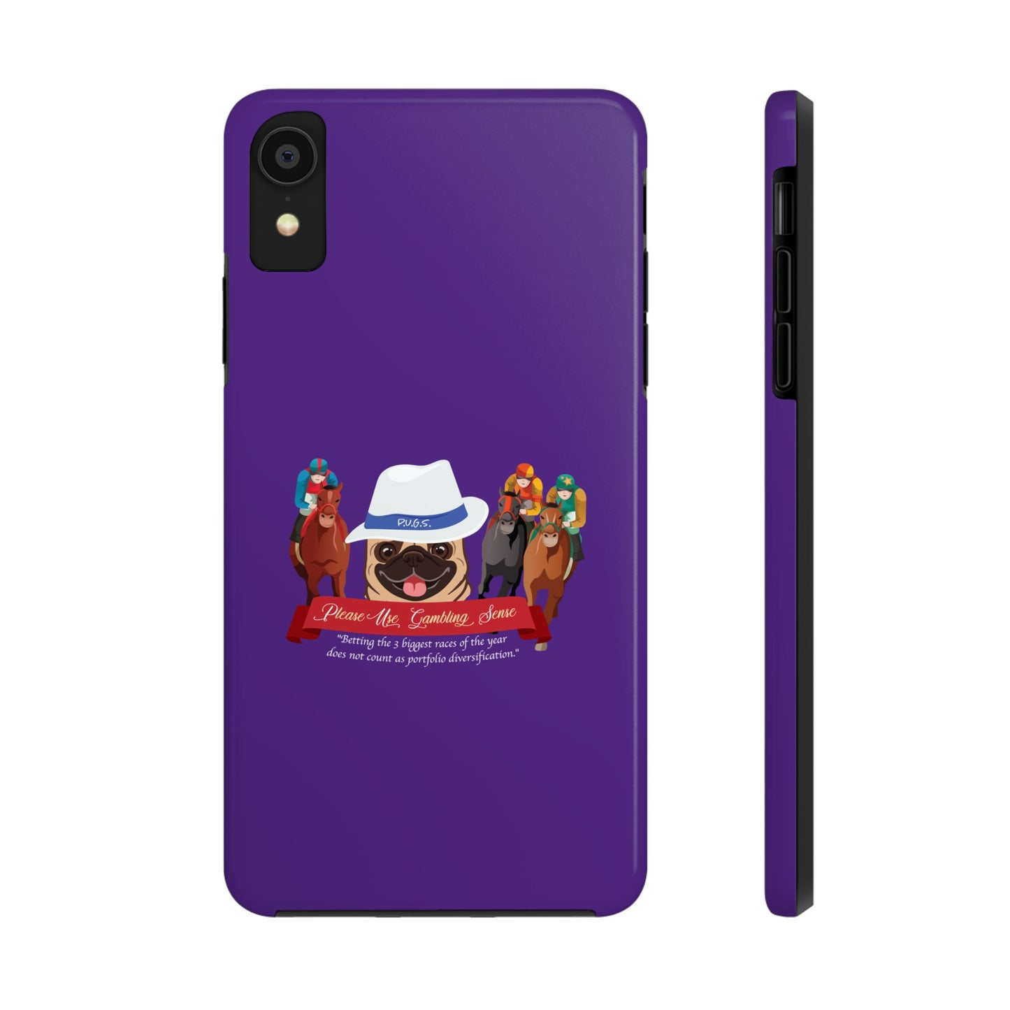 Horse Racing “Portfolio Diversification” White with Blue Band Men’s Fedora Hat Tough Phone Cases