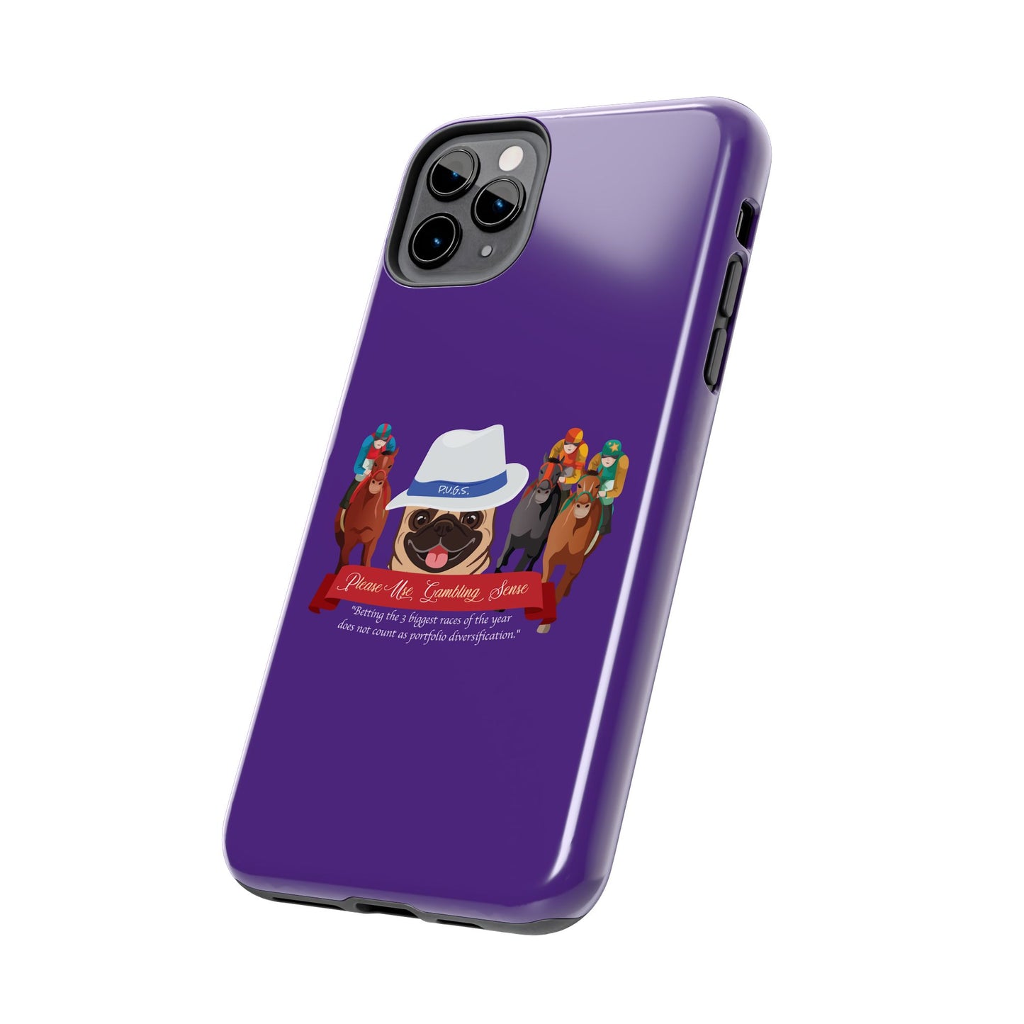 Horse Racing “Portfolio Diversification” White with Blue Band Men’s Fedora Hat Tough Phone Cases