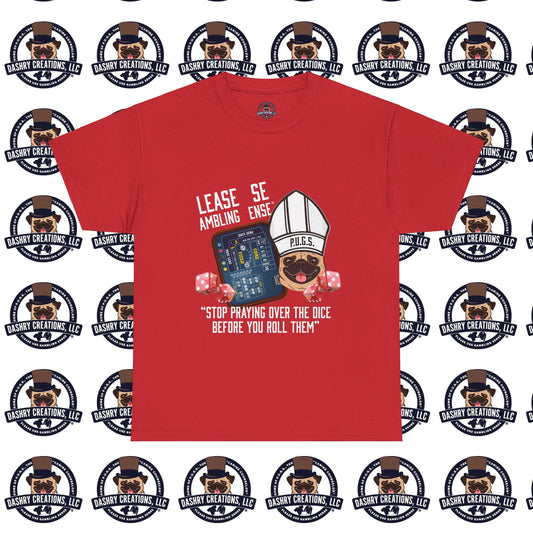 Craps “Praying Over Dice” Bishop’s Mitre Hat Unisex Heavy Cotton Tee