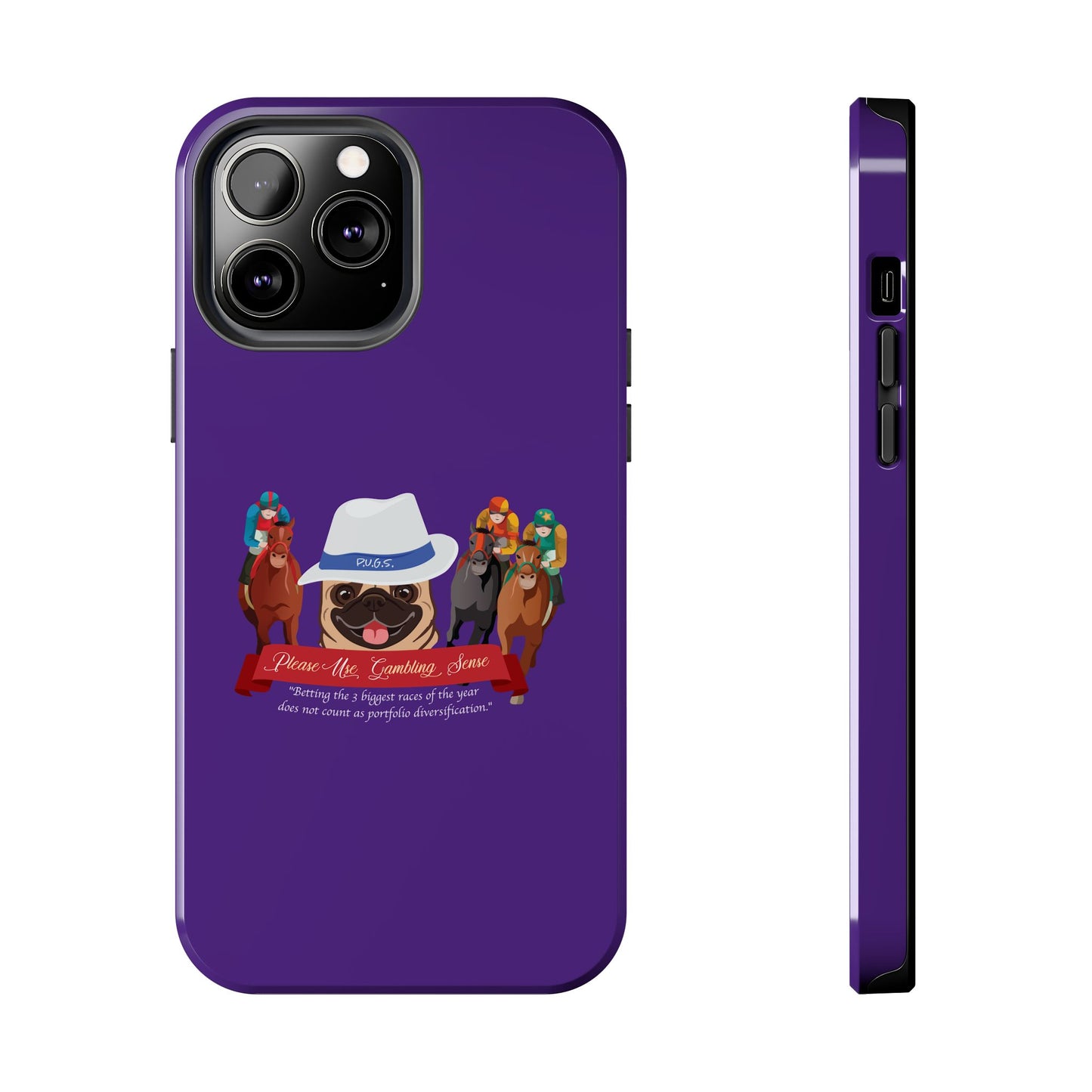 Horse Racing “Portfolio Diversification” White with Blue Band Men’s Fedora Hat Tough Phone Cases