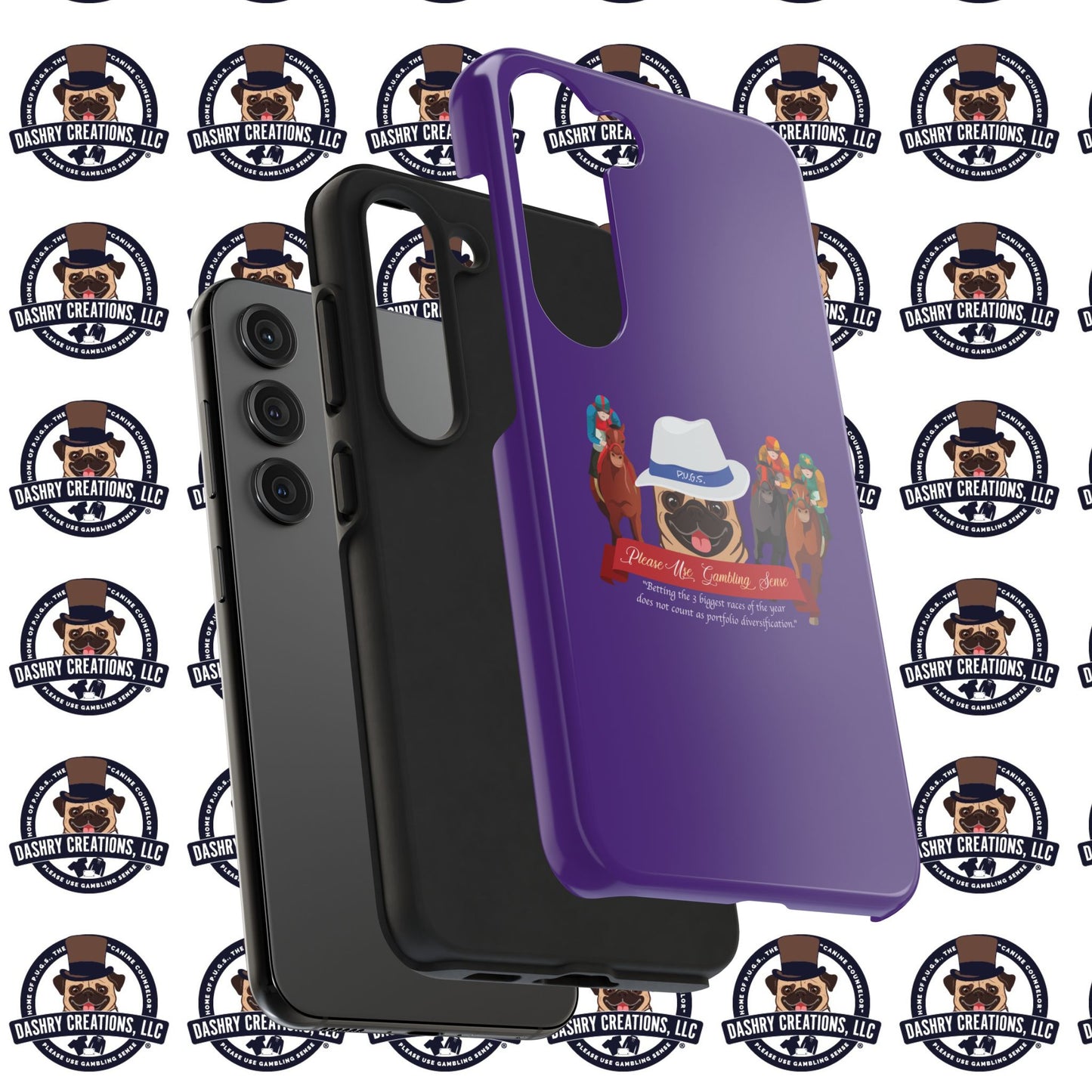 Horse Racing “Portfolio Diversification” White with Blue Band Men’s Fedora Hat Tough Phone Cases