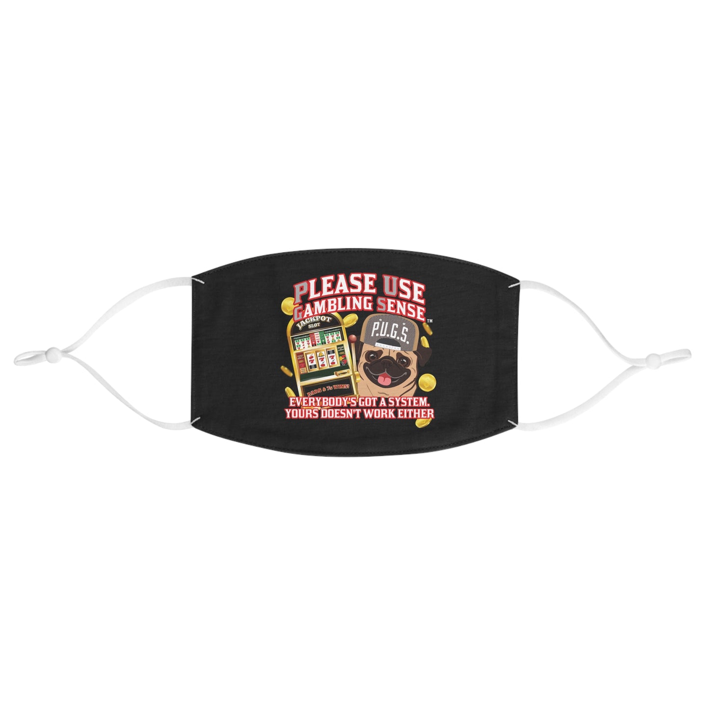 Slots “Everybody’s Got A System” Tan & White Backwards Baseball Cap Fabric Face Mask