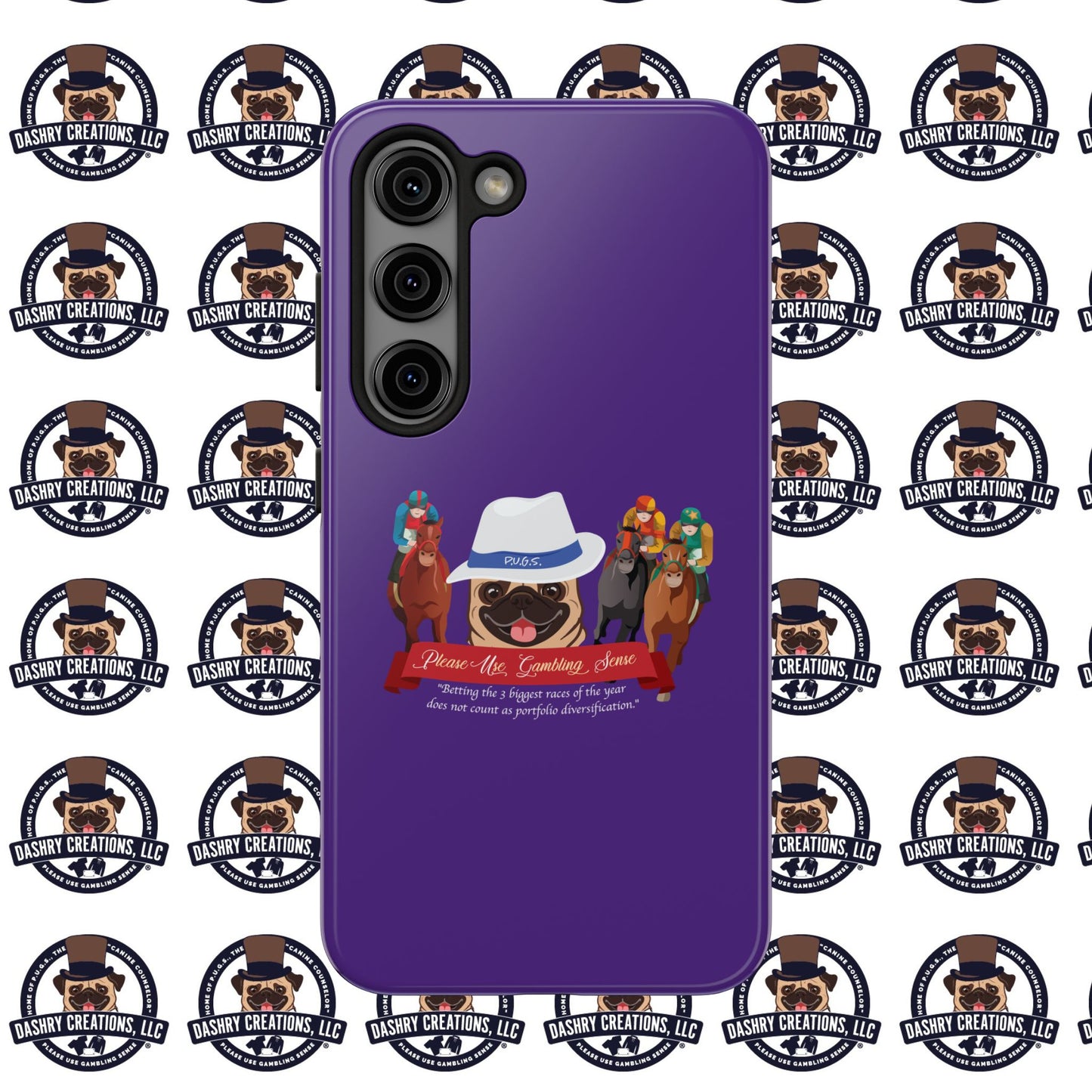 Horse Racing “Portfolio Diversification” White with Blue Band Men’s Fedora Hat Tough Phone Cases
