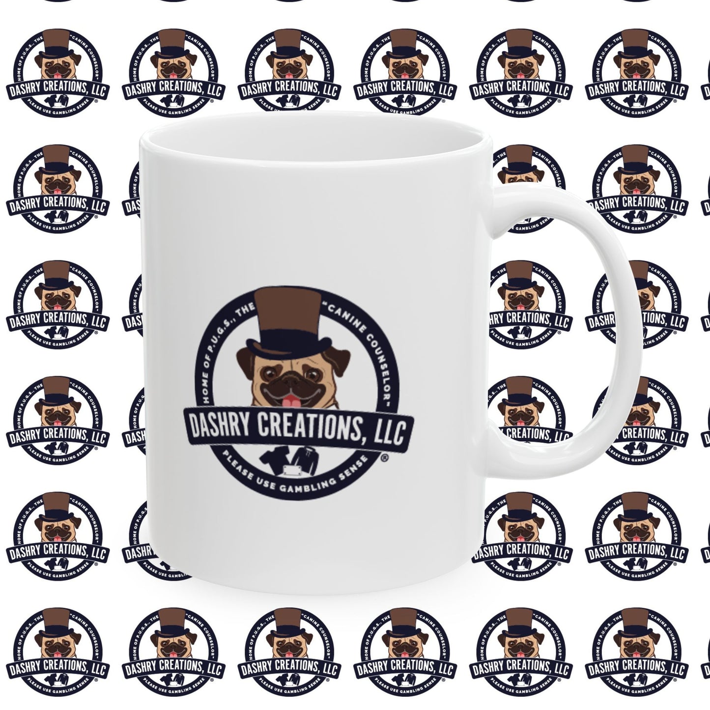 Slots “Everybody’s Got A System” Tan & White Backwards Baseball Cap Ceramic Mug, (11oz, 15oz)