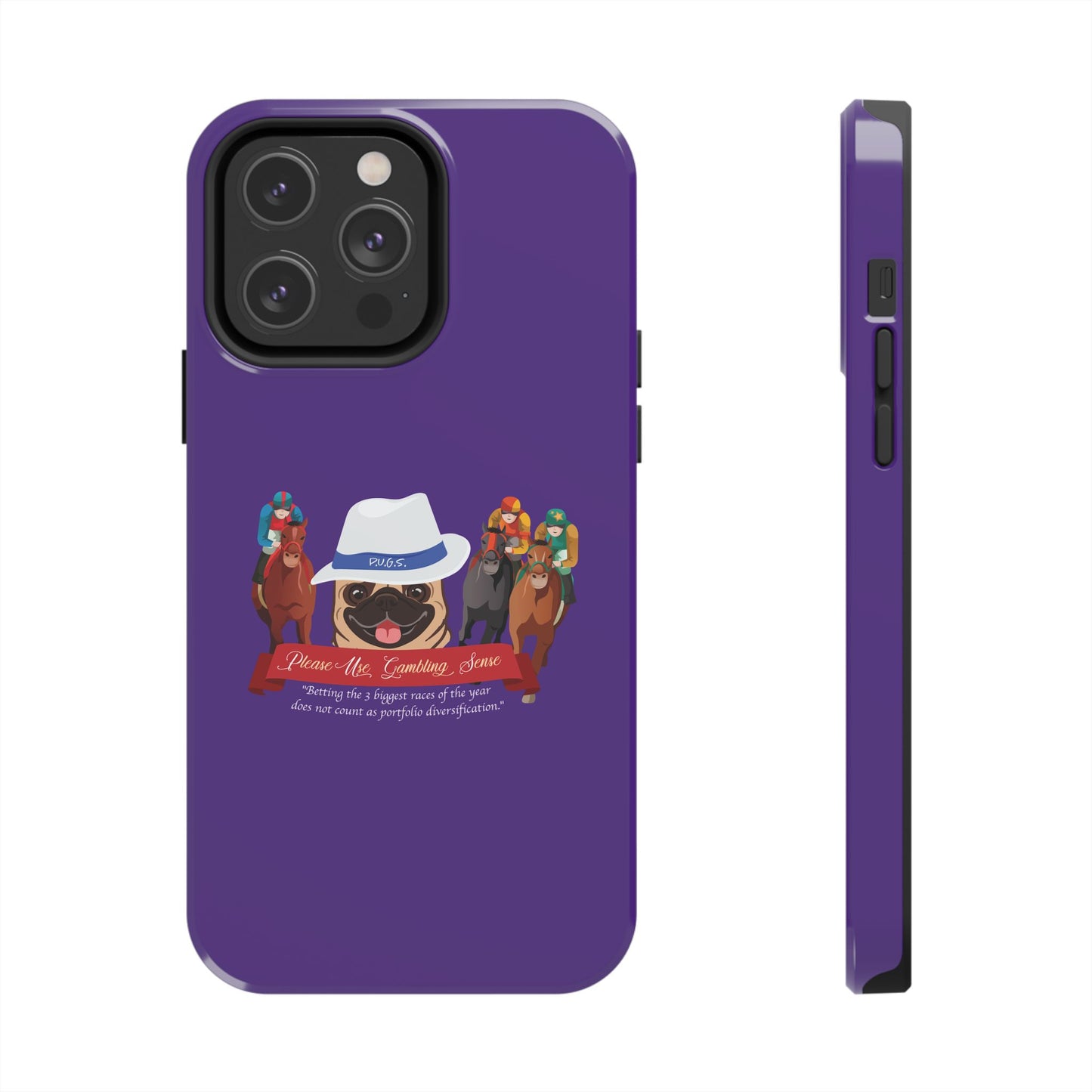 Horse Racing “Portfolio Diversification” White with Blue Band Men’s Fedora Hat Tough Phone Cases