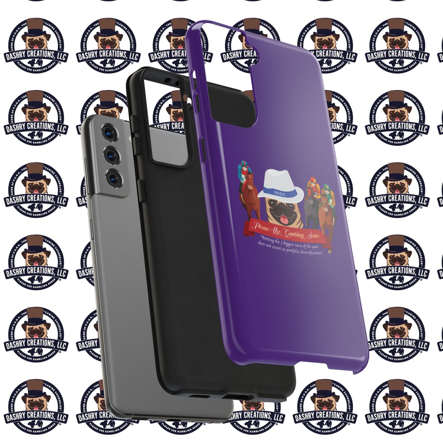 Horse Racing “Portfolio Diversification” White with Blue Band Men’s Fedora Hat Tough Phone Cases