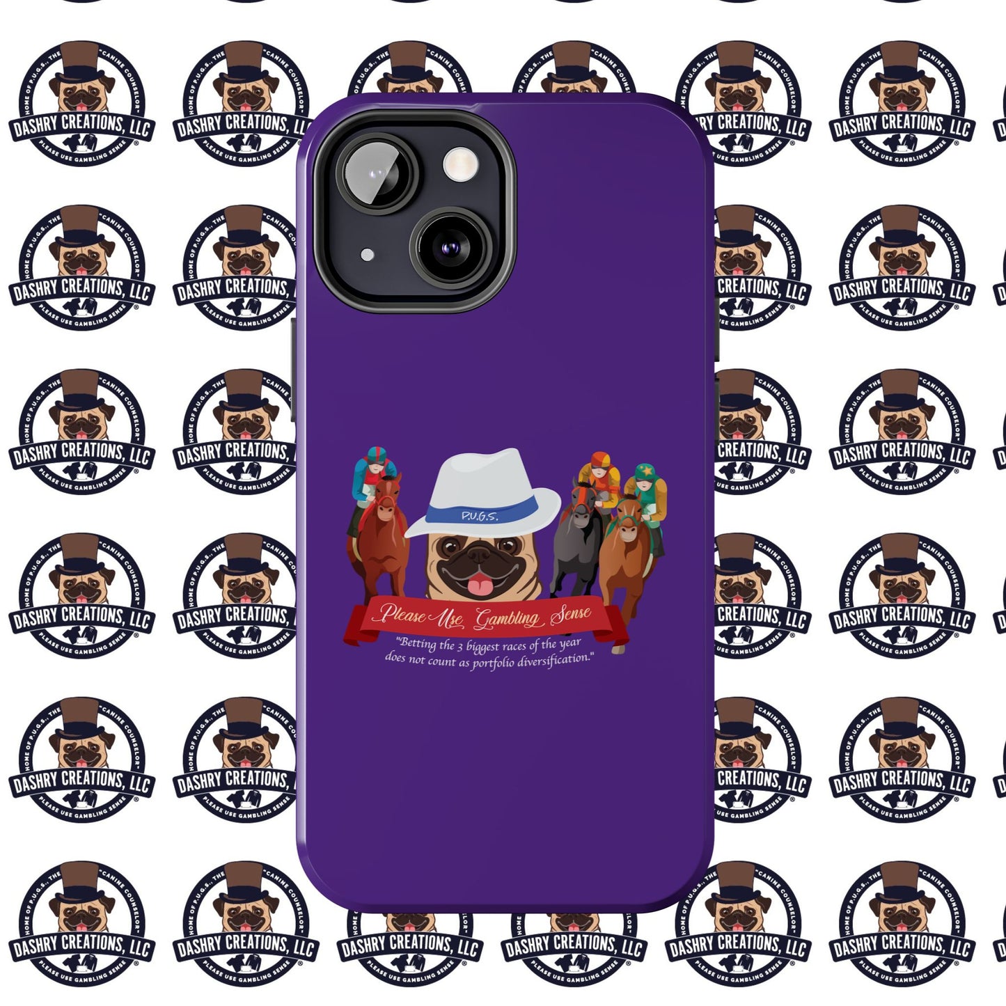 Horse Racing “Portfolio Diversification” White with Blue Band Men’s Fedora Hat Tough Phone Cases