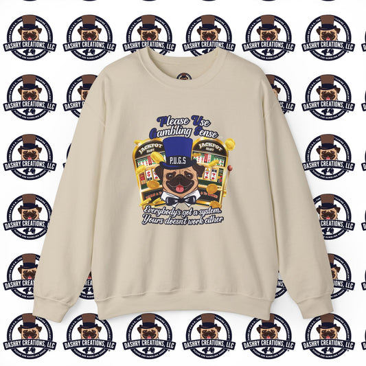 Slots “Everybody’s Got A System” Blue & Black Top Hat Unisex Heavy Blend™ Crewneck Sweatshirt