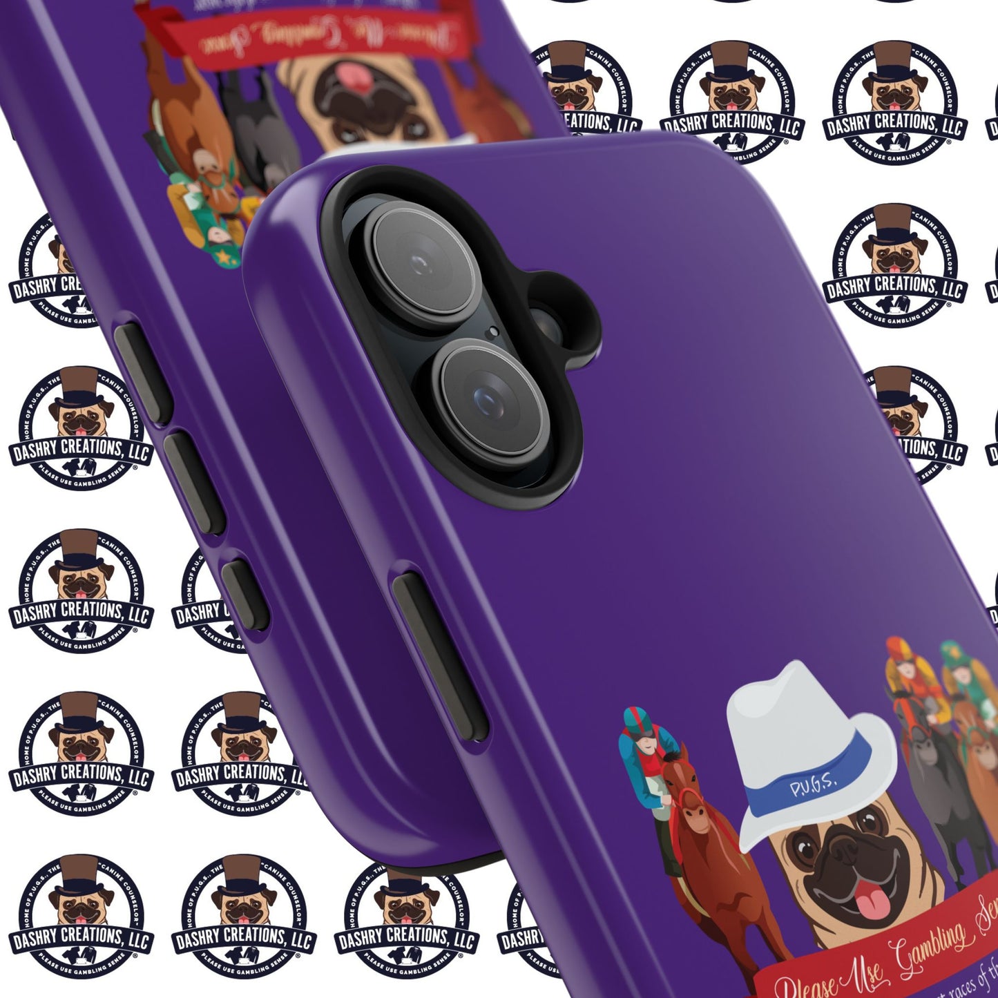 Horse Racing “Portfolio Diversification” White with Blue Band Men’s Fedora Hat Tough Phone Cases