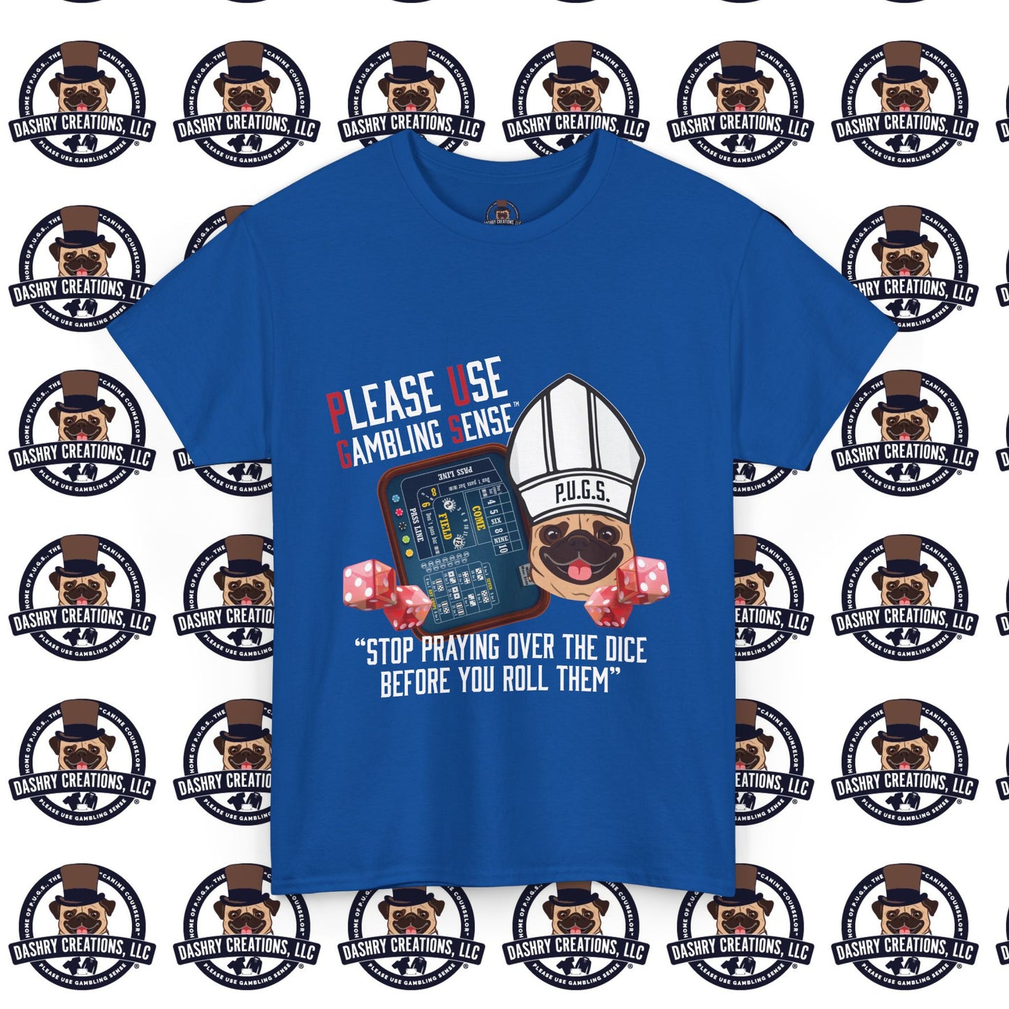 Craps “Praying Over Dice” Bishop’s Mitre Hat Unisex Heavy Cotton Tee
