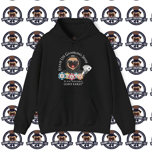 Poker “Win Early Leave” Early Black Hoodie Unisex Heavy Blend™ Hooded Sweatshirt