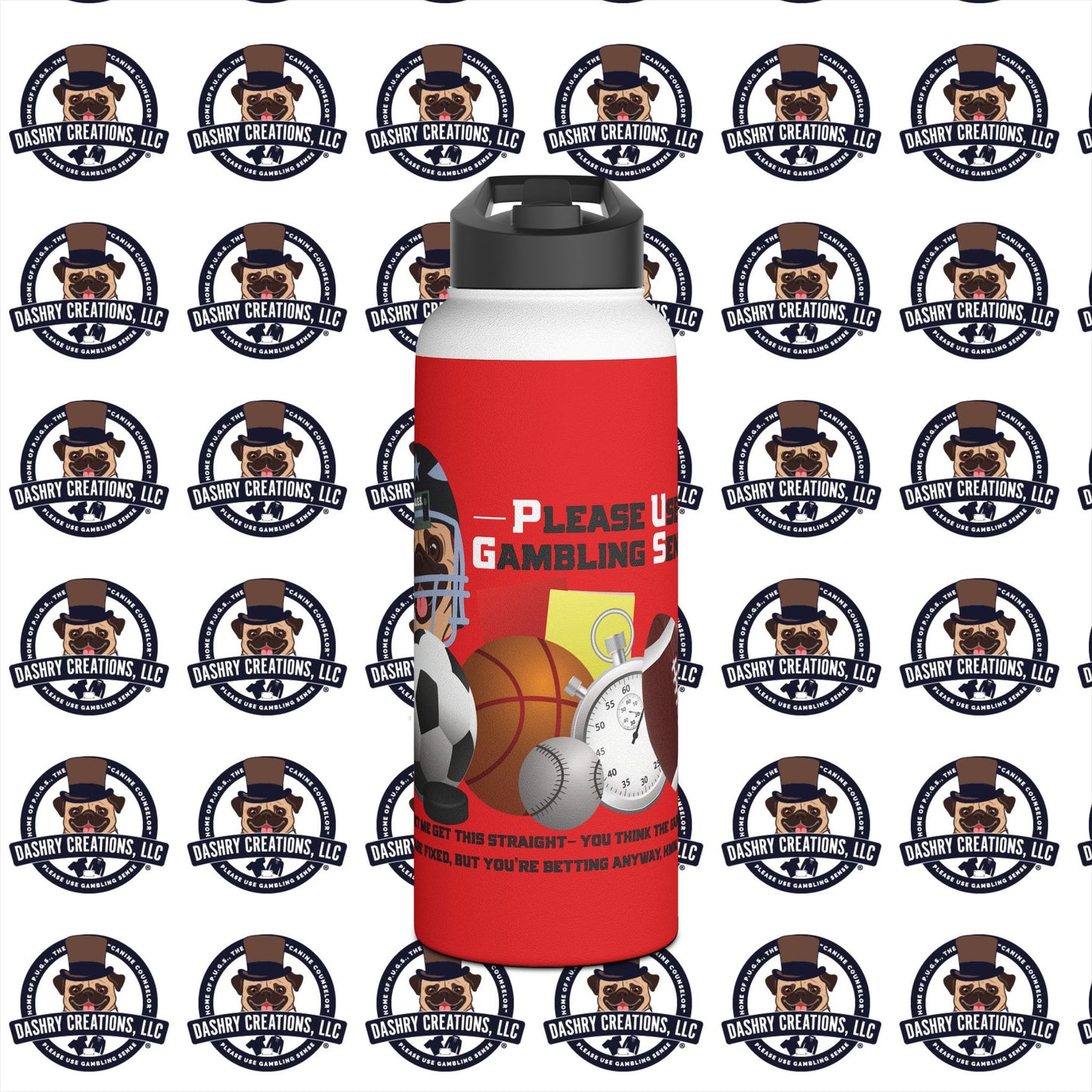 Sports Betting “Games Are Fixed” Helmet Stainless Steel Water Bottle, Standard Lid