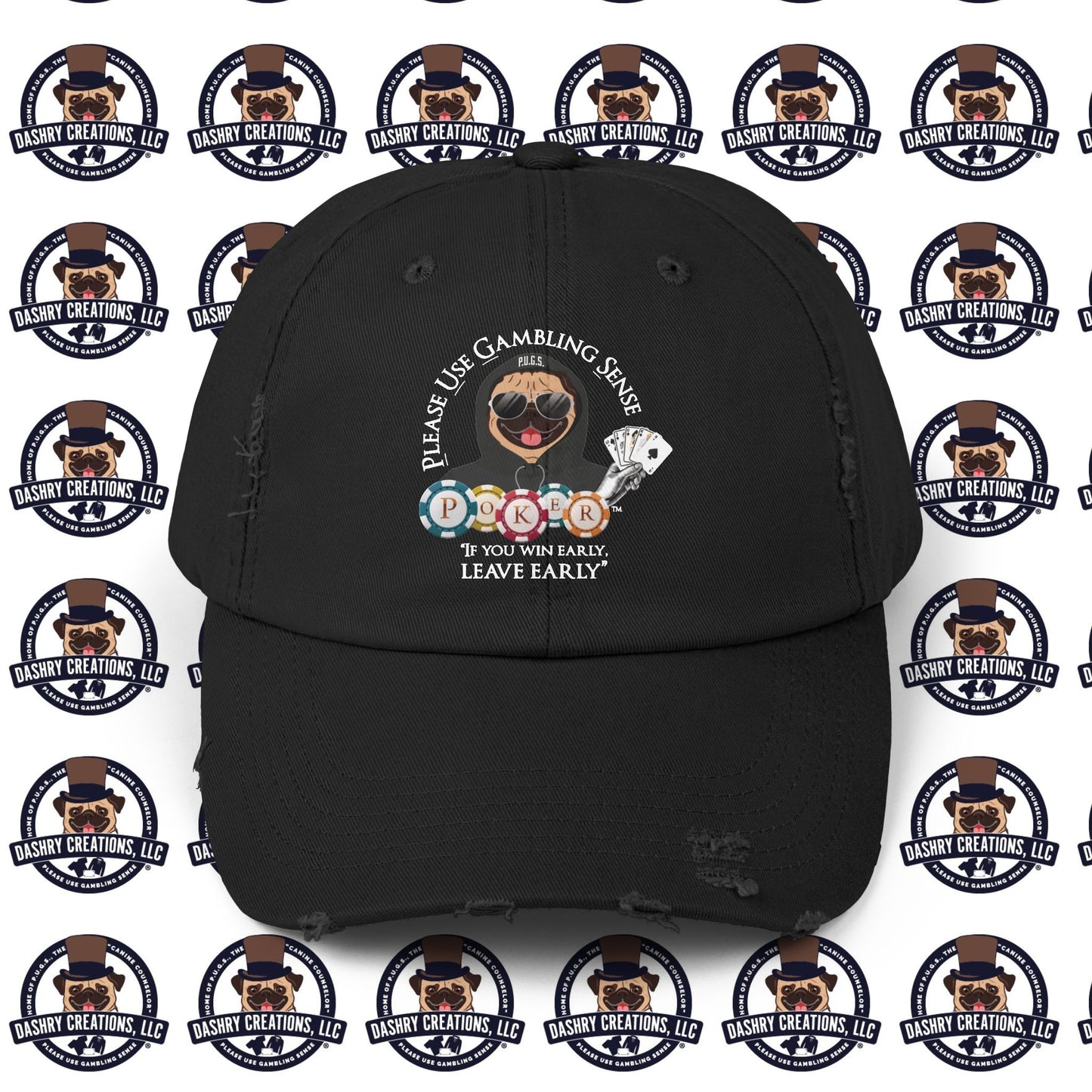 Poker “Win Early Leave” Early Black Hoodie Unisex Distressed Cap