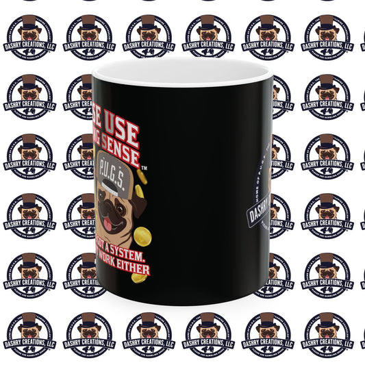 Slots “Everybody’s Got A System” Tan & White Backwards Baseball Cap Ceramic Mug, (11oz, 15oz)