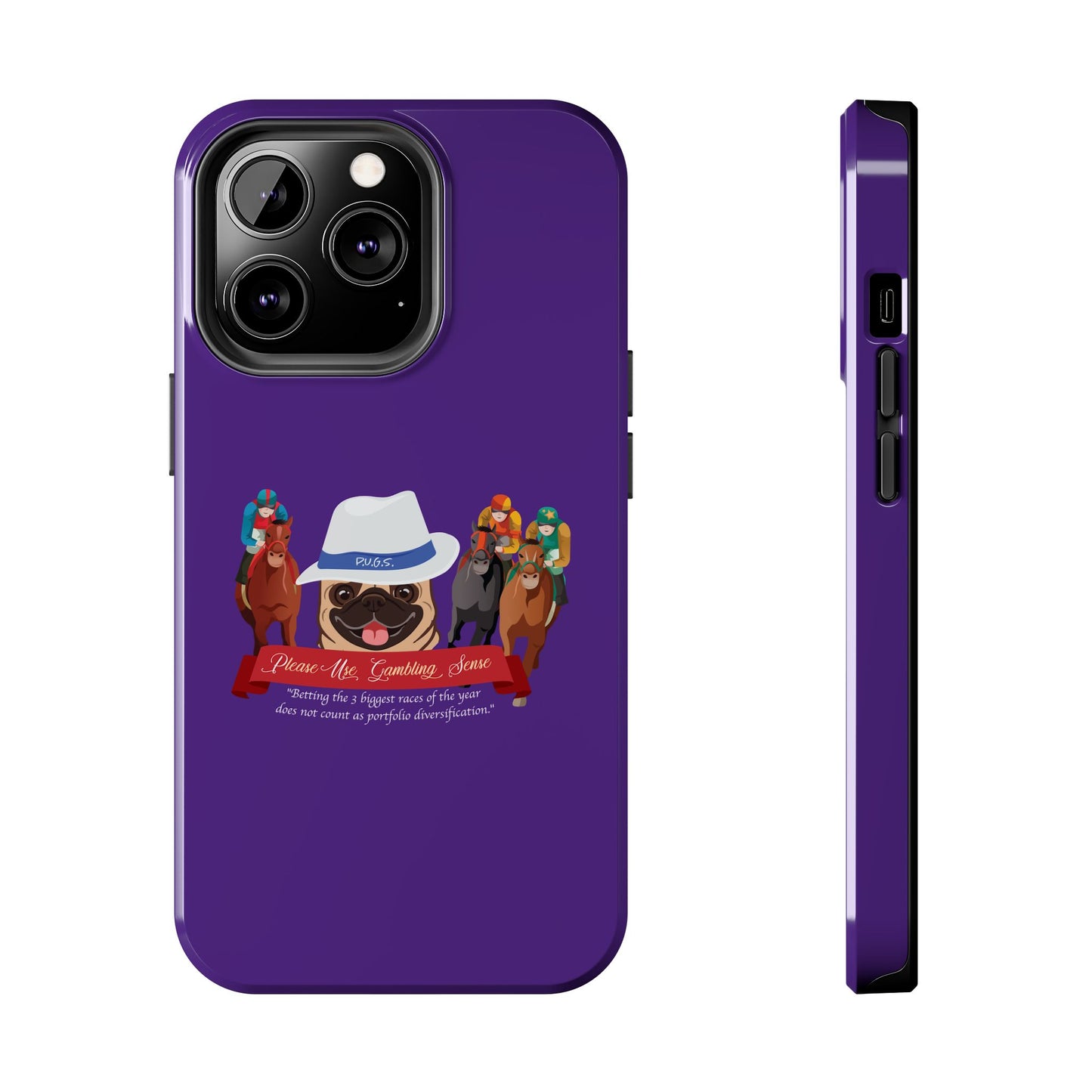 Horse Racing “Portfolio Diversification” White with Blue Band Men’s Fedora Hat Tough Phone Cases