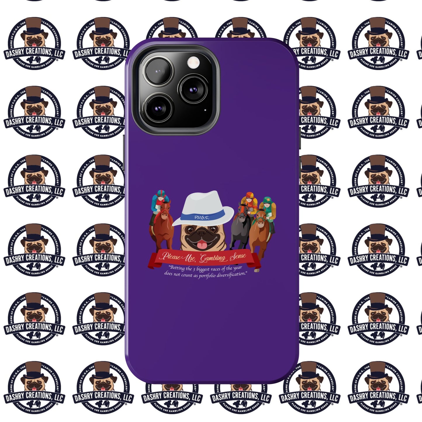 Horse Racing “Portfolio Diversification” White with Blue Band Men’s Fedora Hat Tough Phone Cases