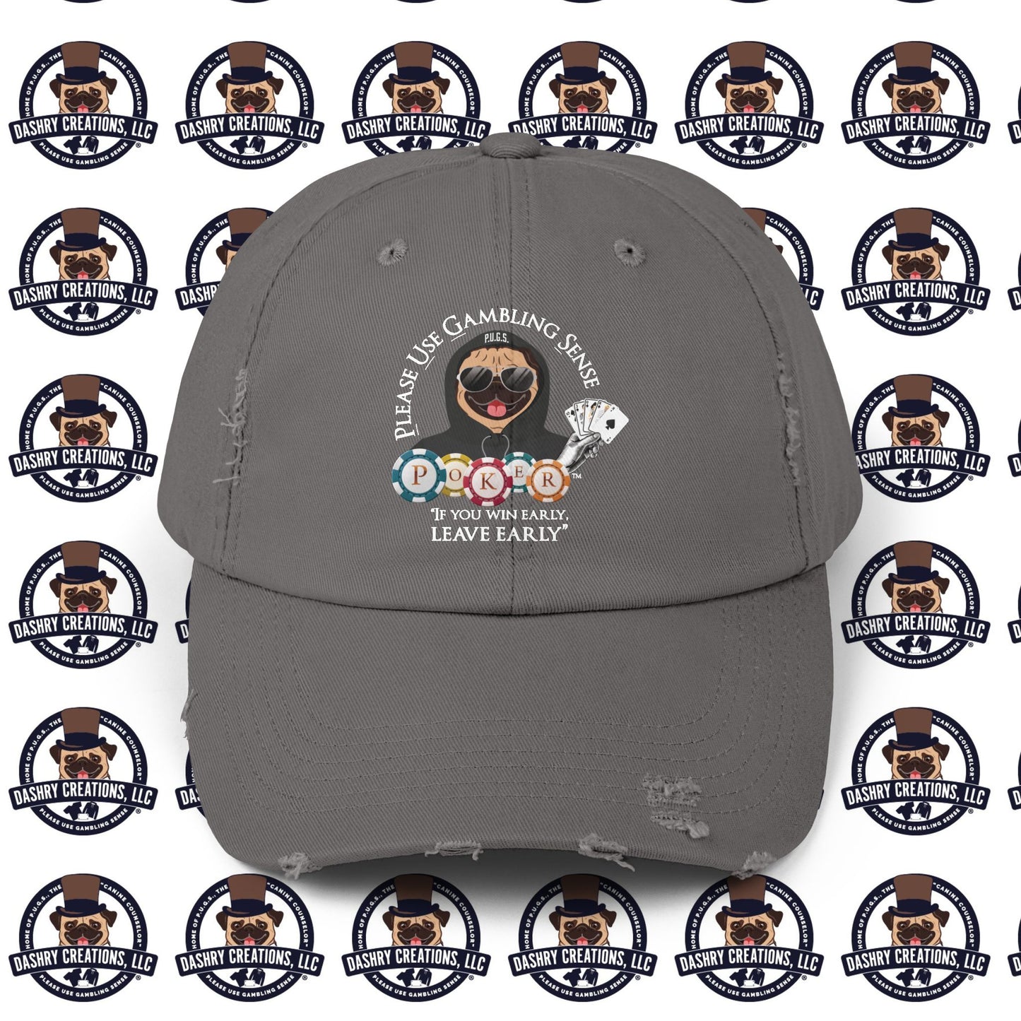 Poker “Win Early Leave” Early Black Hoodie Unisex Distressed Cap