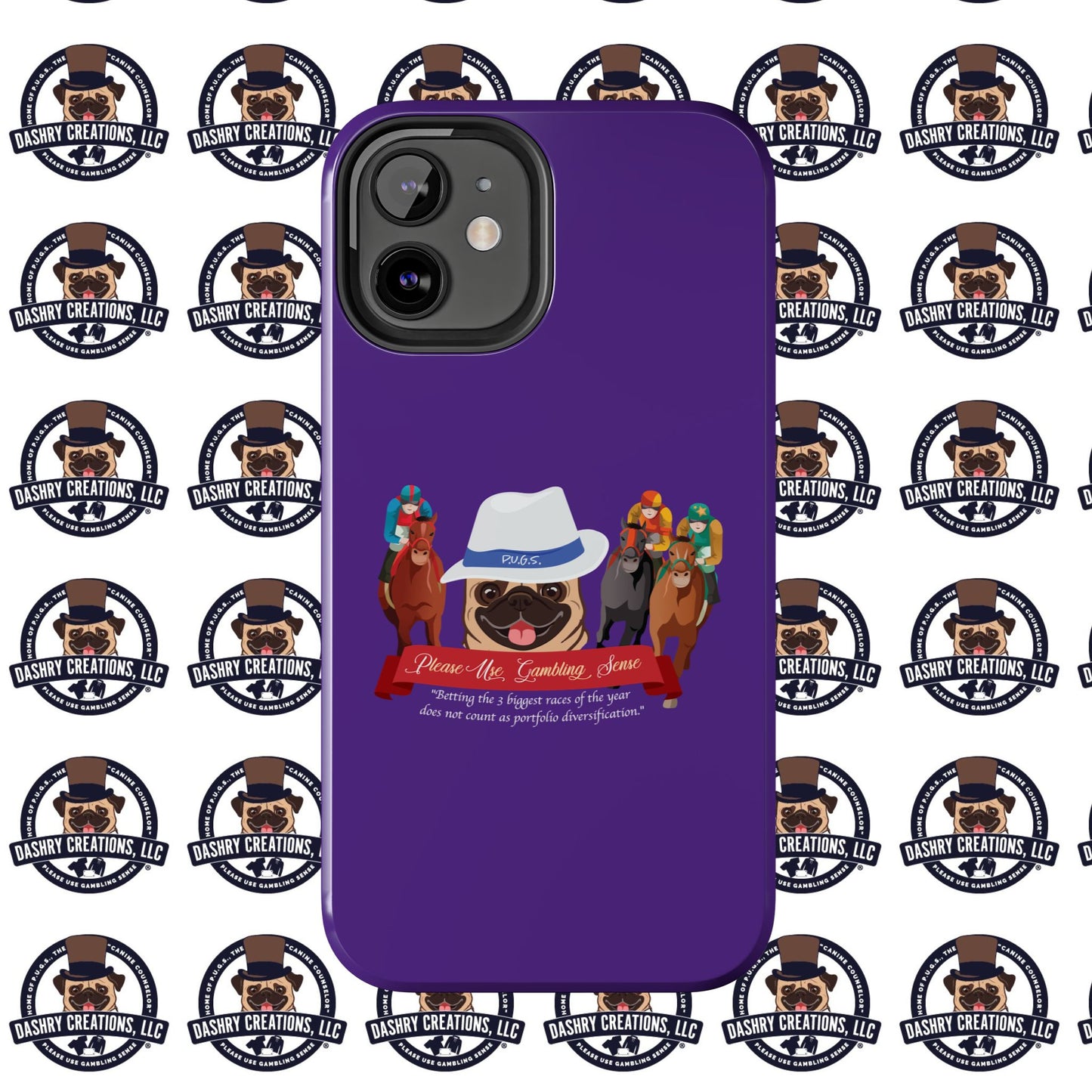Horse Racing “Portfolio Diversification” White with Blue Band Men’s Fedora Hat Tough Phone Cases