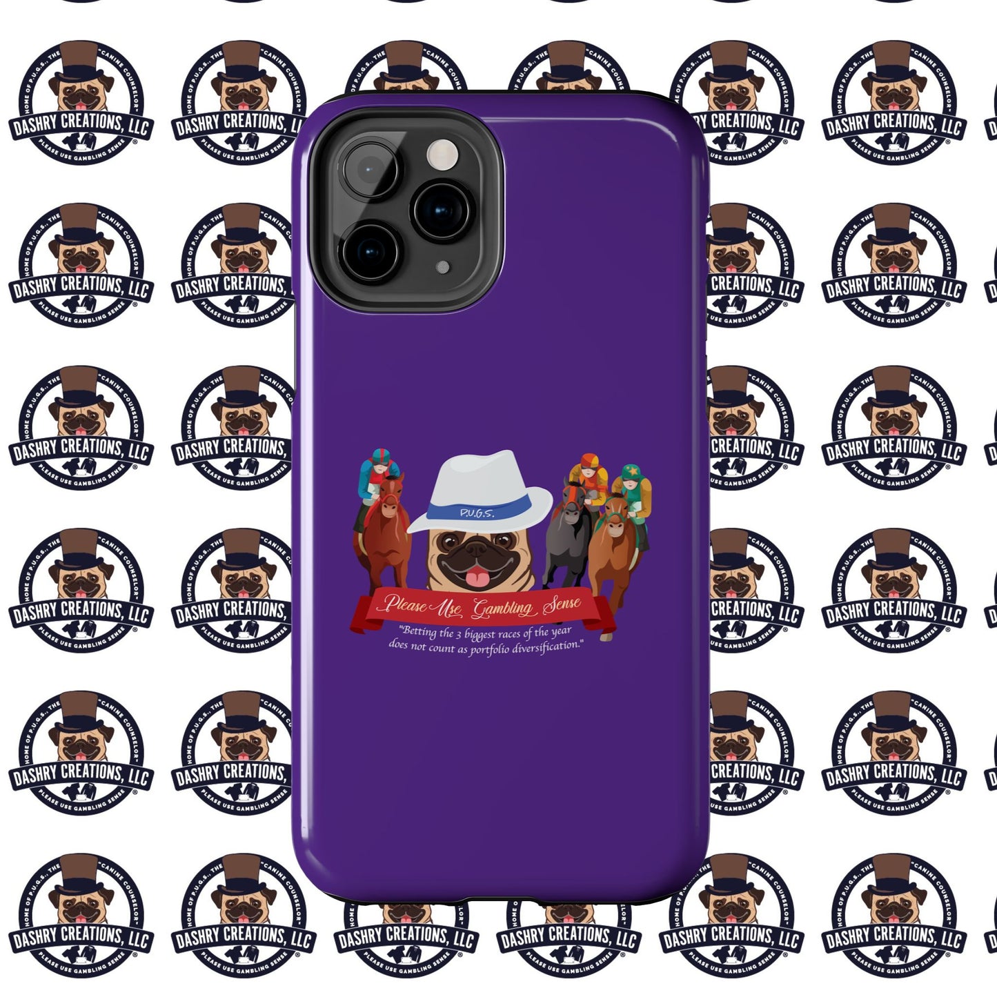 Horse Racing “Portfolio Diversification” White with Blue Band Men’s Fedora Hat Tough Phone Cases