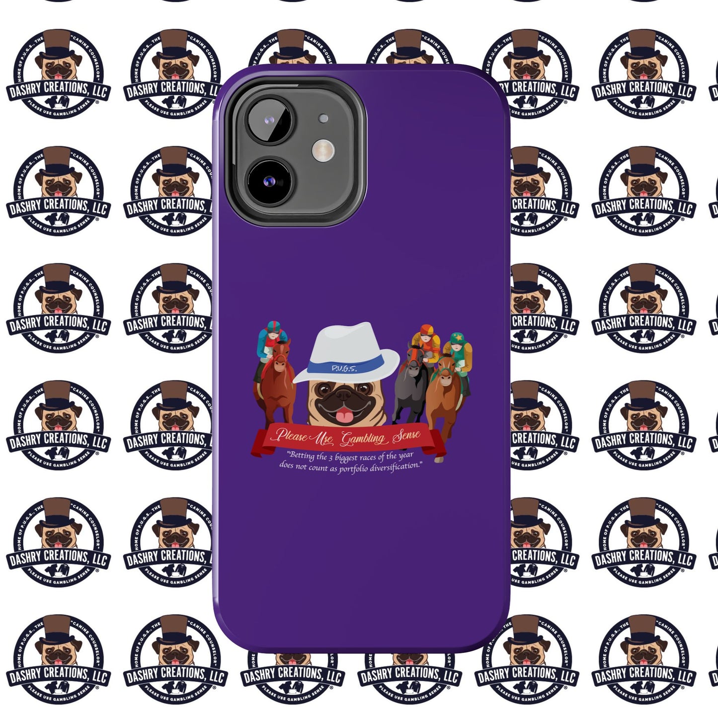 Horse Racing “Portfolio Diversification” White with Blue Band Men’s Fedora Hat Tough Phone Cases