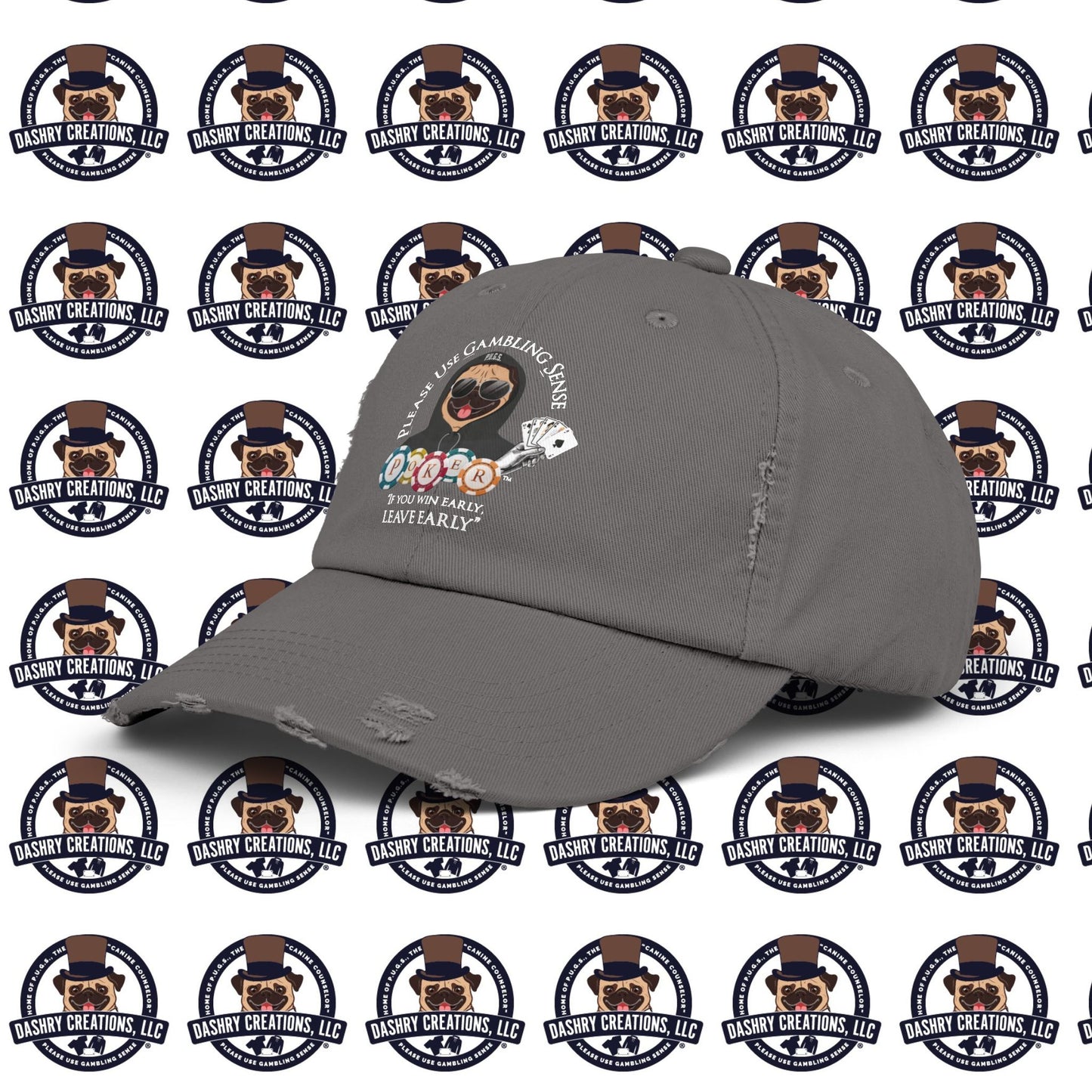 Poker “Win Early Leave” Early Black Hoodie Unisex Distressed Cap