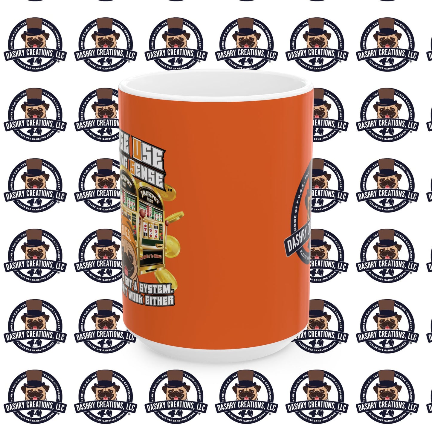 Slots “Everybody’s Got A System” Orange Wool Cap Ceramic Mug, (11oz, 15oz)