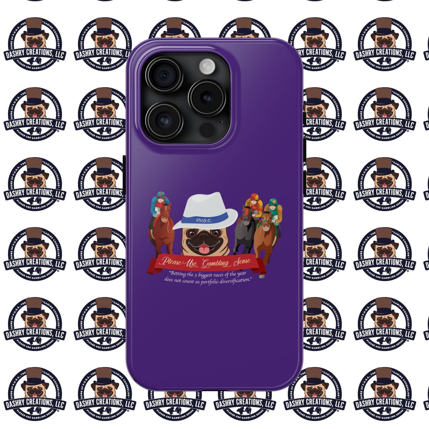 Horse Racing “Portfolio Diversification” White with Blue Band Men’s Fedora Hat Tough Phone Cases