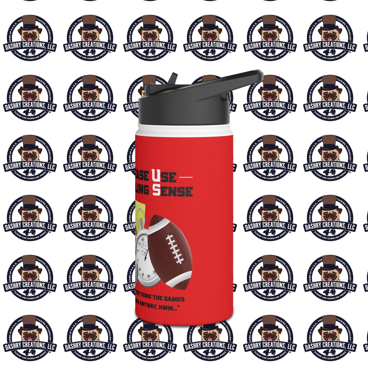 Sports Betting “Games Are Fixed” Helmet Stainless Steel Water Bottle, Standard Lid
