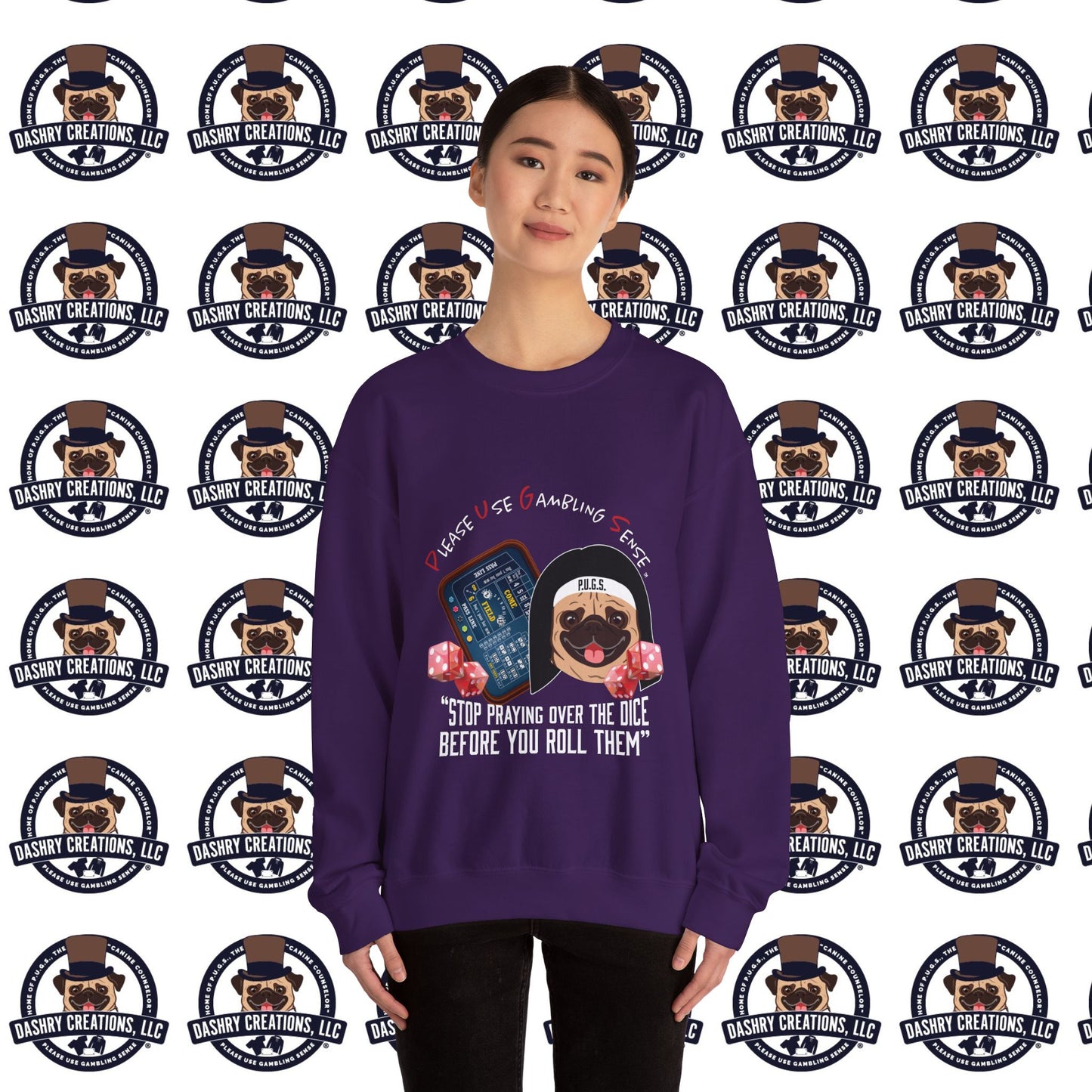 Craps “Praying Over Dice” Nun’s Veil Unisex Heavy Blend™ Crewneck Sweatshirt