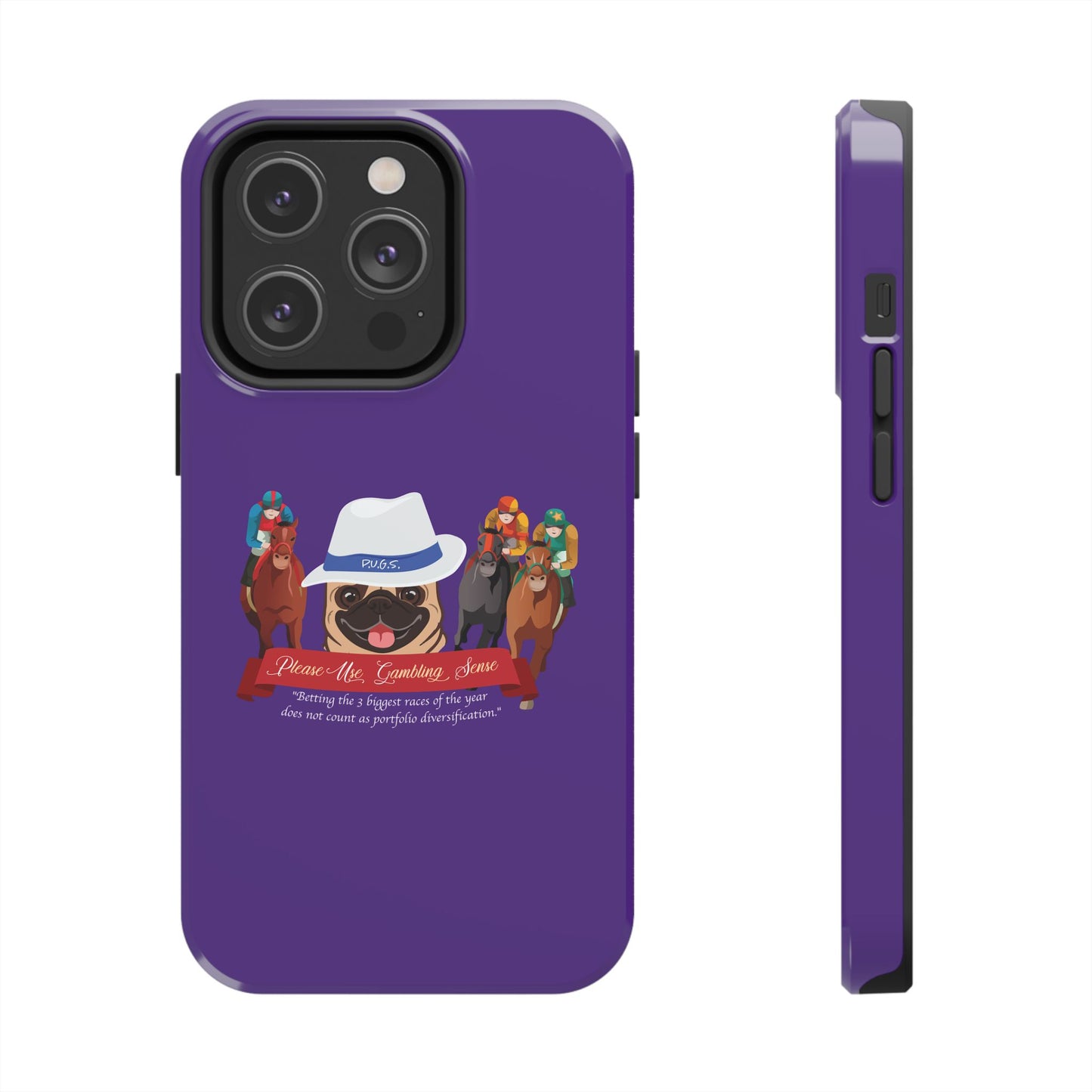 Horse Racing “Portfolio Diversification” White with Blue Band Men’s Fedora Hat Tough Phone Cases
