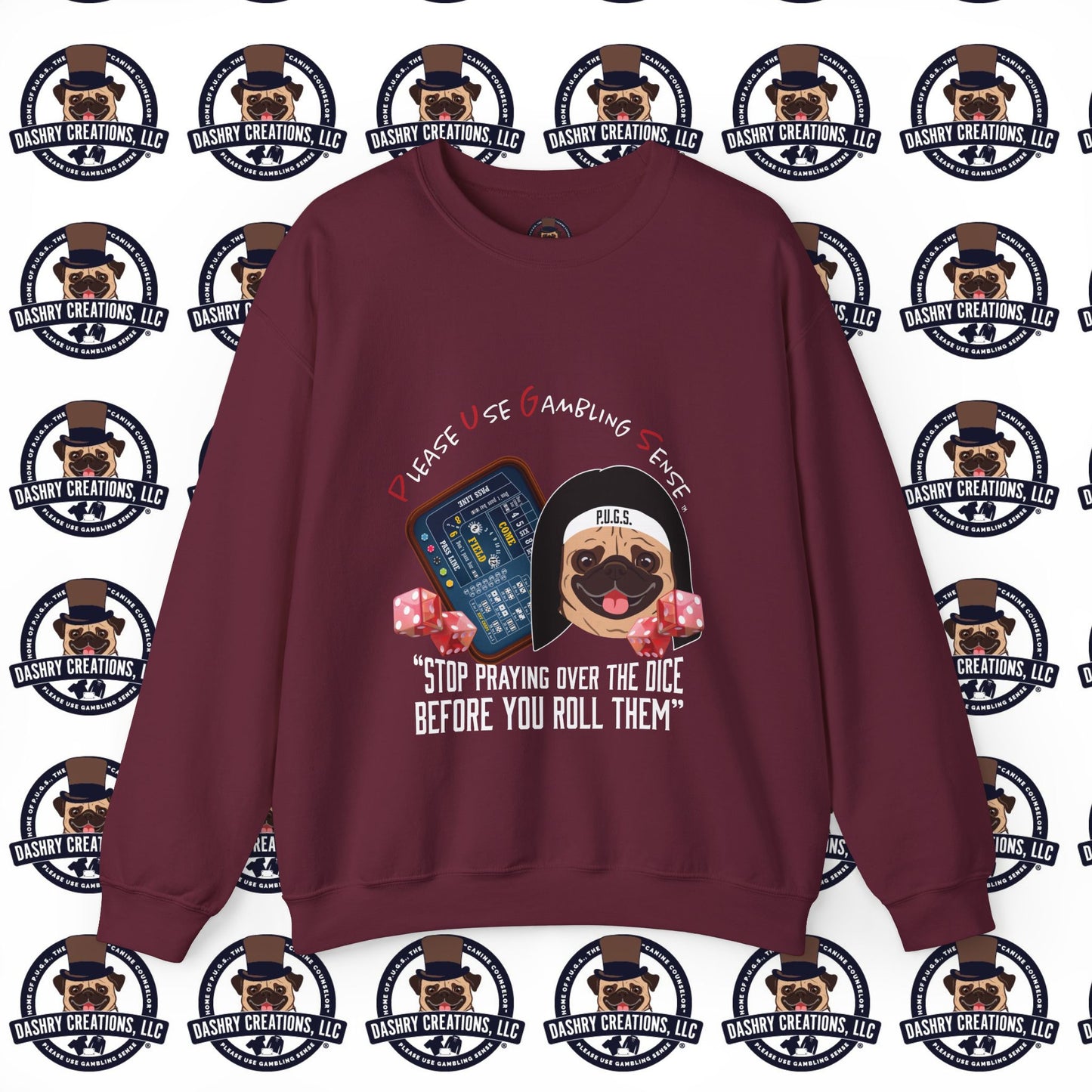 Craps “Praying Over Dice” Nun’s Veil Unisex Heavy Blend™ Crewneck Sweatshirt