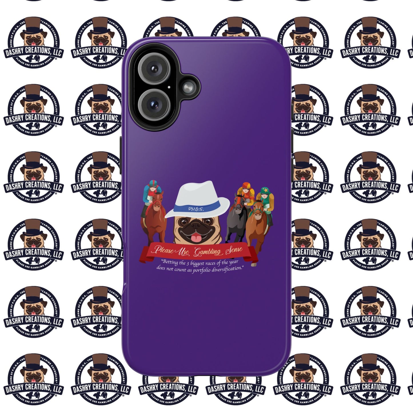 Horse Racing “Portfolio Diversification” White with Blue Band Men’s Fedora Hat Tough Phone Cases