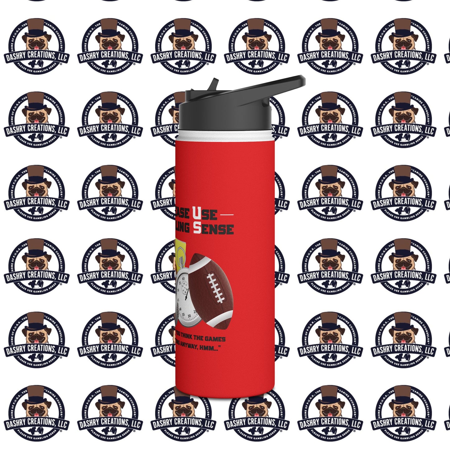 Sports Betting “Games Are Fixed” Helmet Stainless Steel Water Bottle, Standard Lid