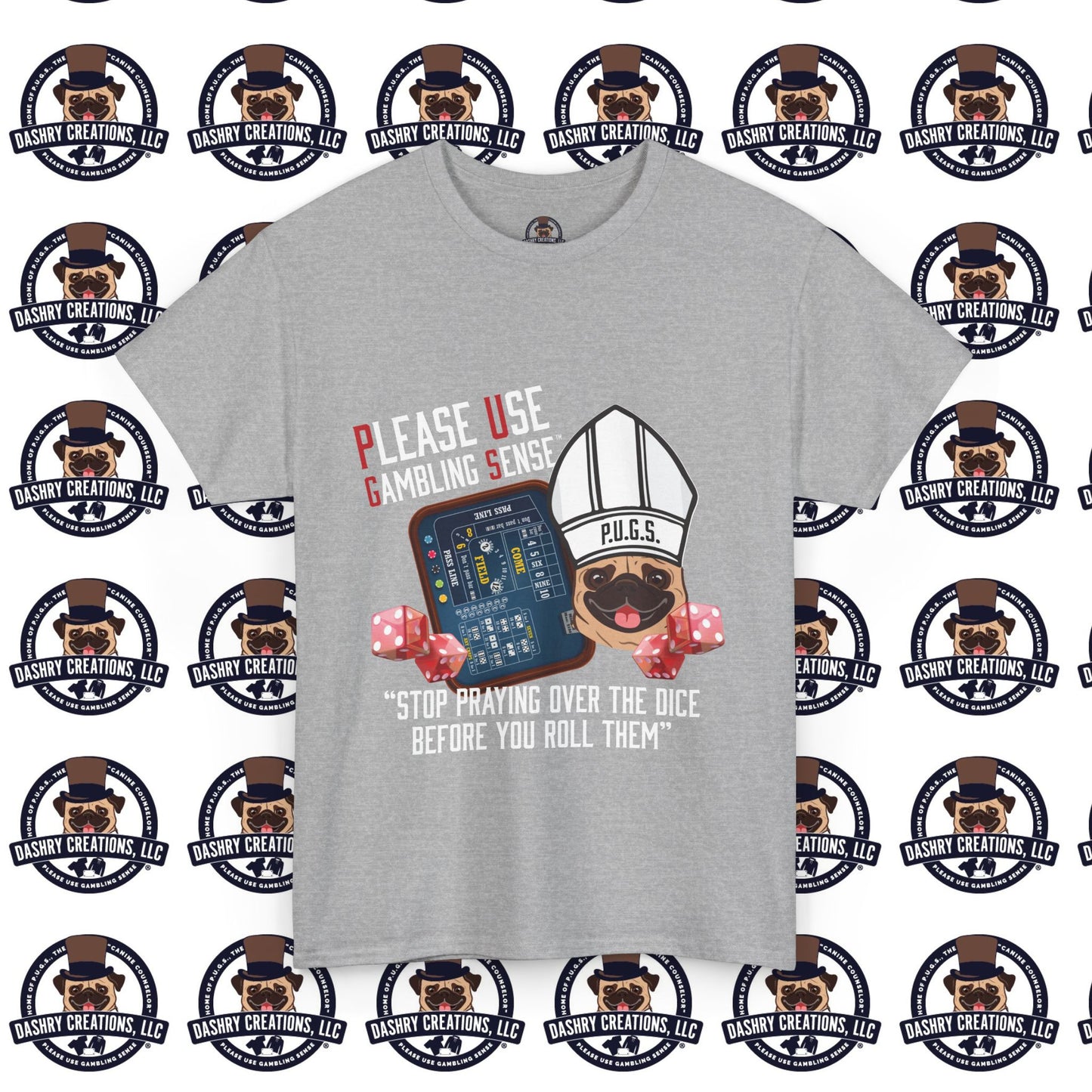 Craps “Praying Over Dice” Bishop’s Mitre Hat Unisex Heavy Cotton Tee