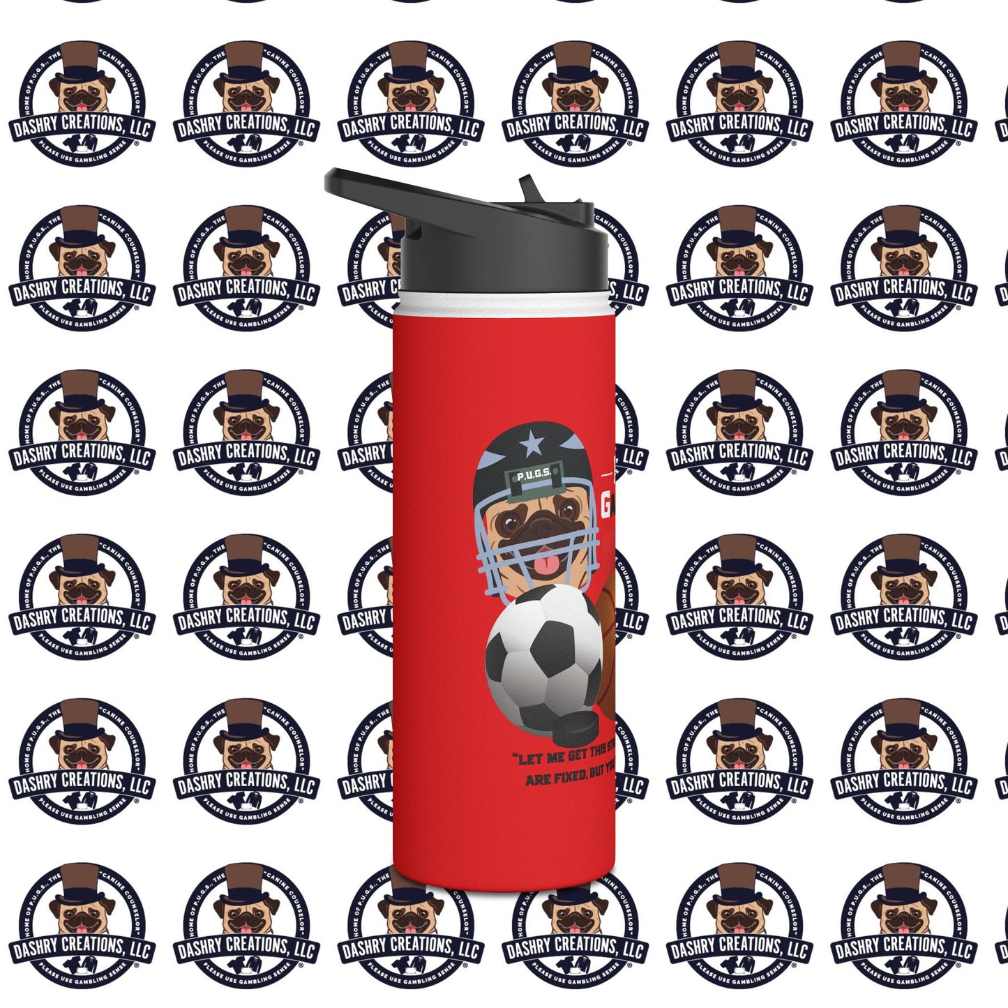 Sports Betting “Games Are Fixed” Helmet Stainless Steel Water Bottle, Standard Lid
