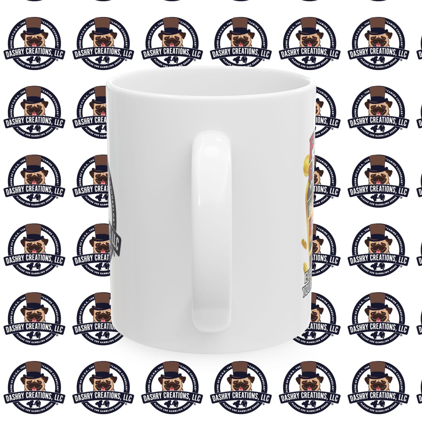 Slots “Everybody’s Got A System” Tan & White Backwards Baseball Cap Ceramic Mug, (11oz, 15oz)