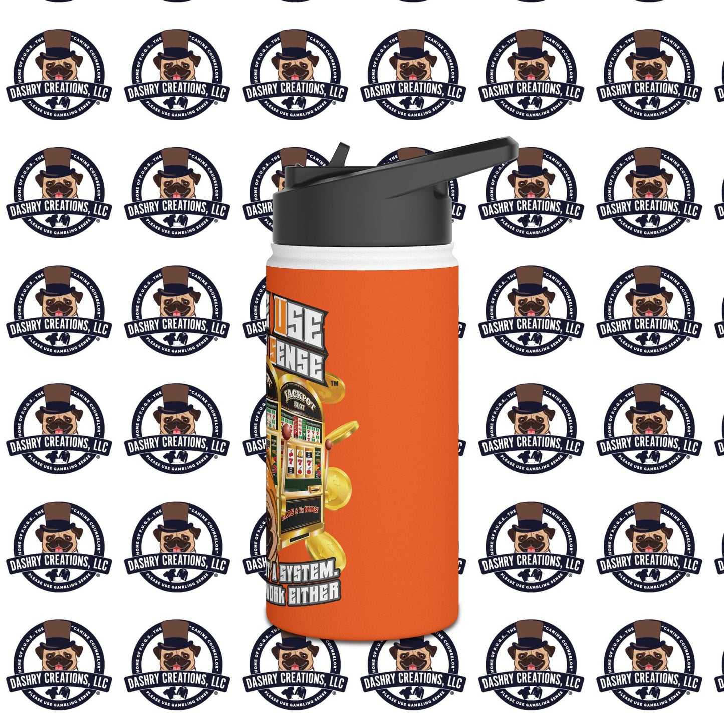 Slots “Everybody’s Got A System” Orange Wool Cap Stainless Steel Water Bottle, Standard Lid