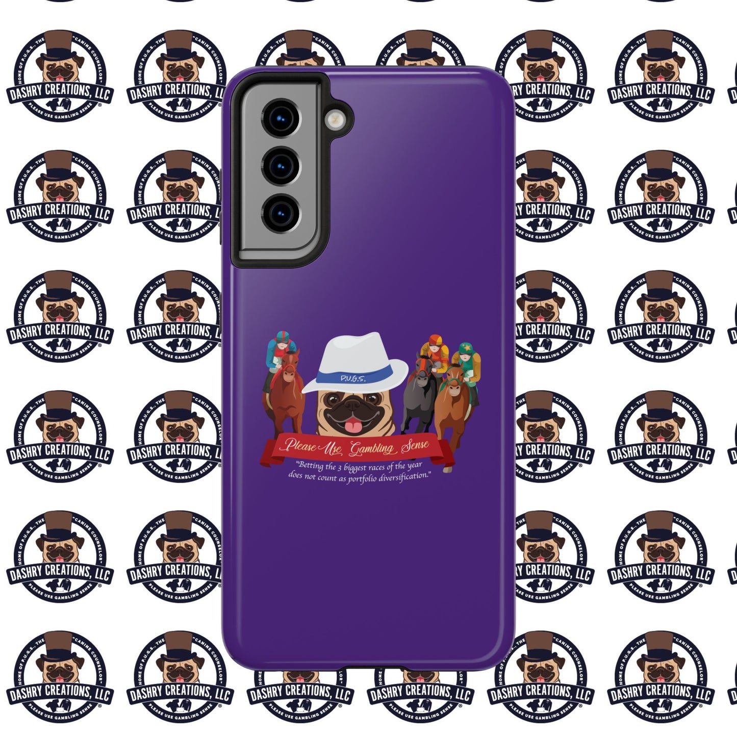 Horse Racing “Portfolio Diversification” White with Blue Band Men’s Fedora Hat Tough Phone Cases