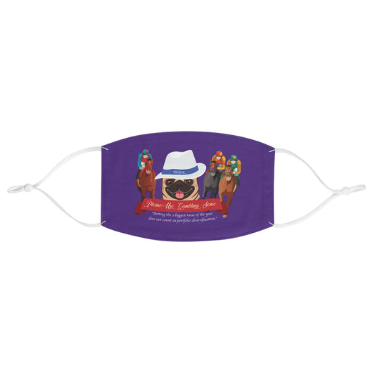 Horse Racing “Portfolio Diversification” White with Blue Band Men’s Fedora Hat Fabric Face Mask
