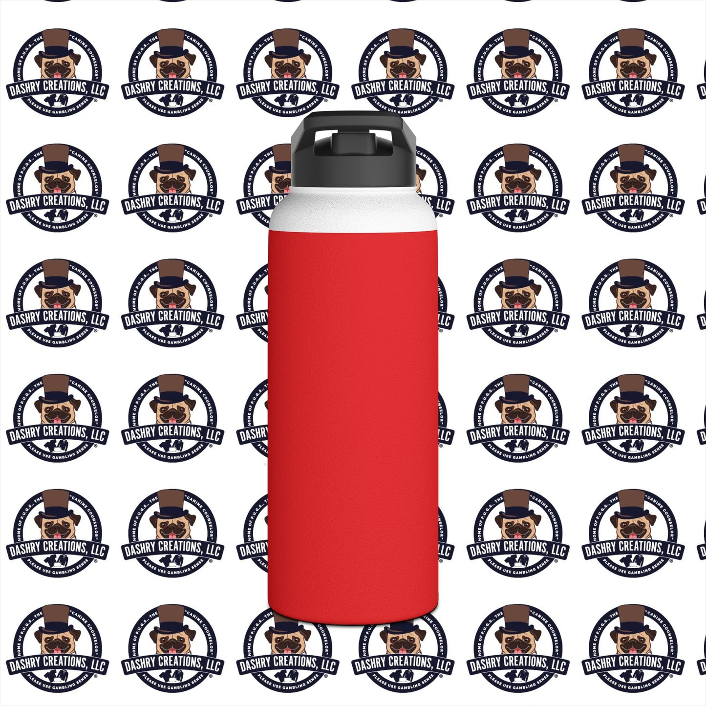 Poker “Win Early Leave” Early Black Hoodie Stainless Steel Water Bottle, Standard Lid